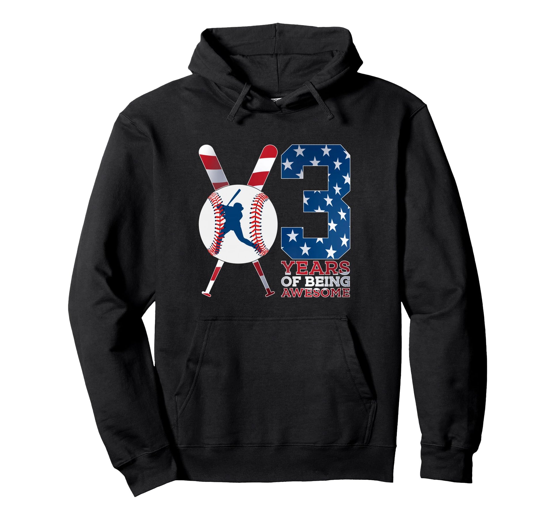 3 Years Being Awesome Baseball 3Rd Hoodie - Unique Graphic for Adults - T-Shirt, Sweatshirt, Hoodie