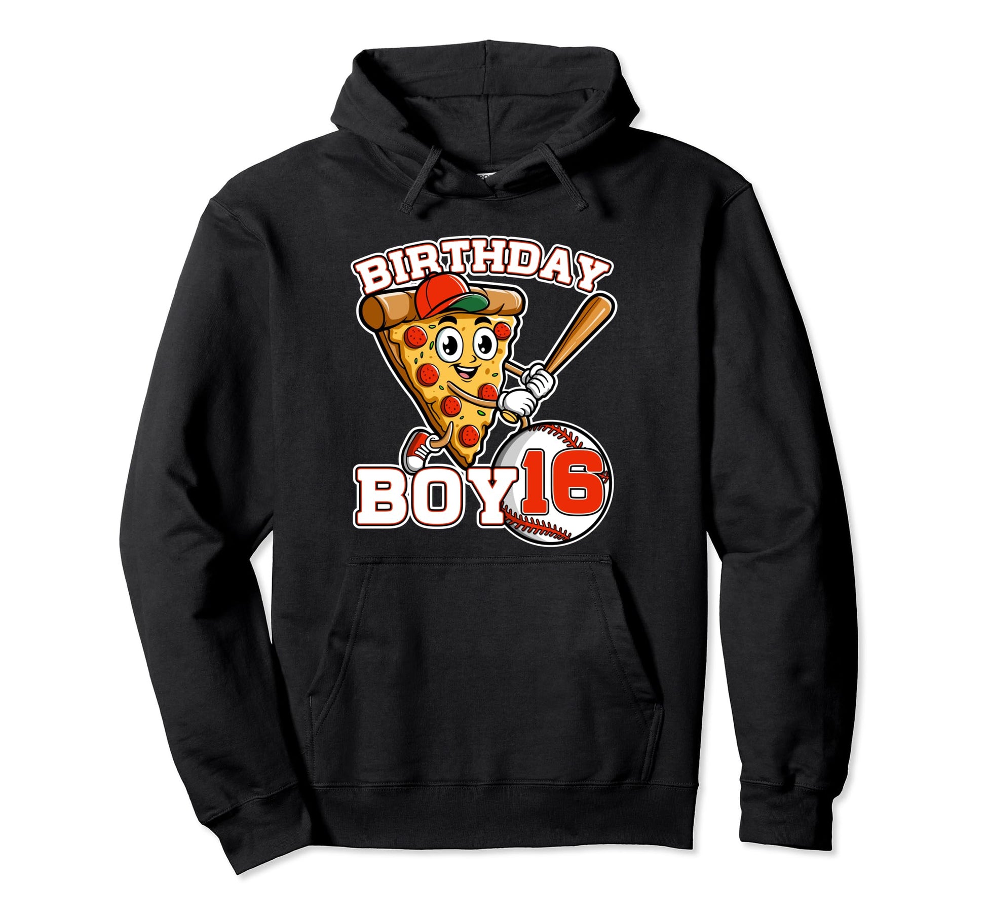 Baseball Softball Pizza 16Th Hoodie - Casual Everyday Wear for Adults - T-Shirt, Sweatshirt, Hoodie