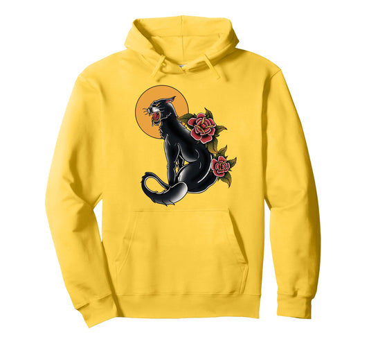American Traditional Panther Tattoo Hoodie - Custom Art Print for Adults - T-Shirt, Sweatshirt, Hoodie