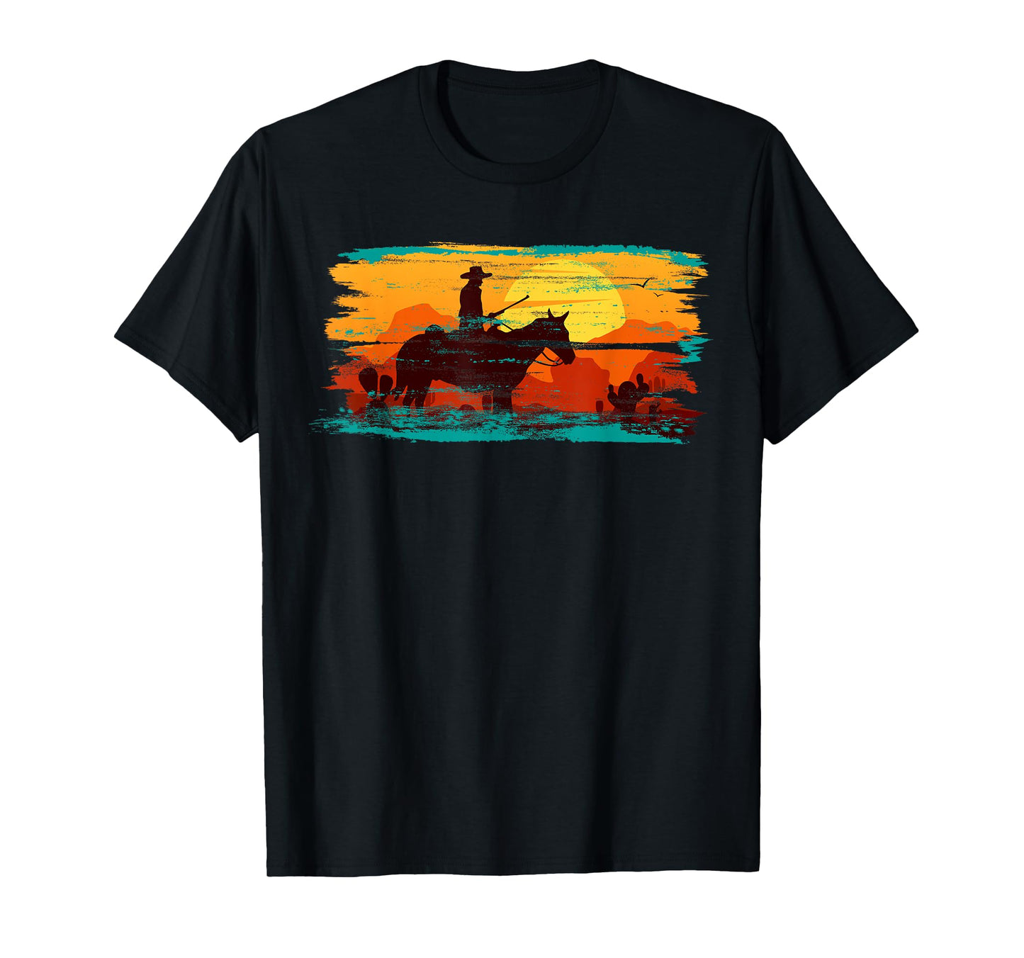 Saddle Western Cowboy Western Sunset T-Shirt - Custom Art Print Unisex - T-Shirt, Sweatshirt, Hoodie