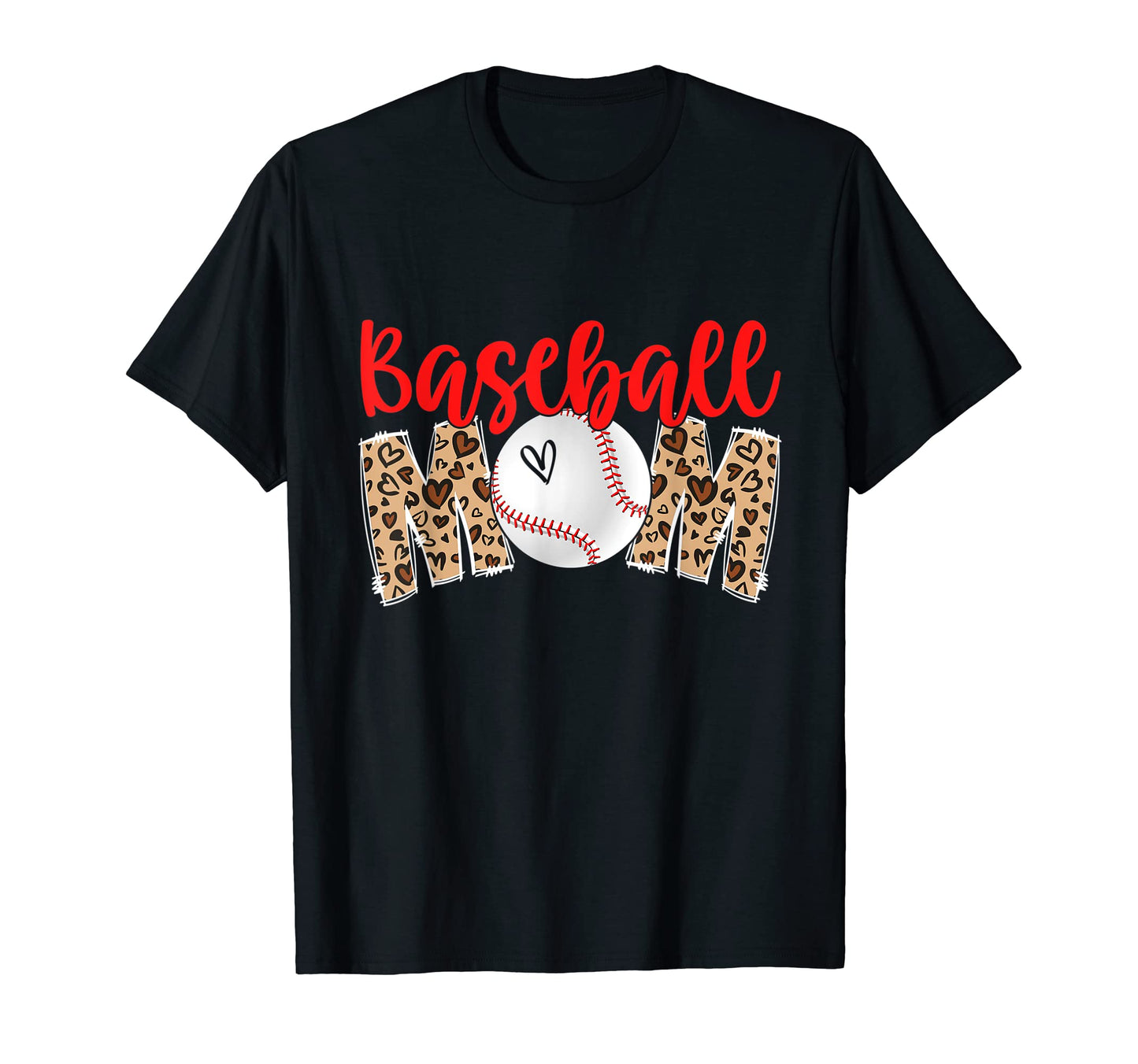 Baseball Mom Leopard Mothers Day T-Shirt - Casual Everyday Wear for Adults - T-Shirt, Sweatshirt, Hoodie