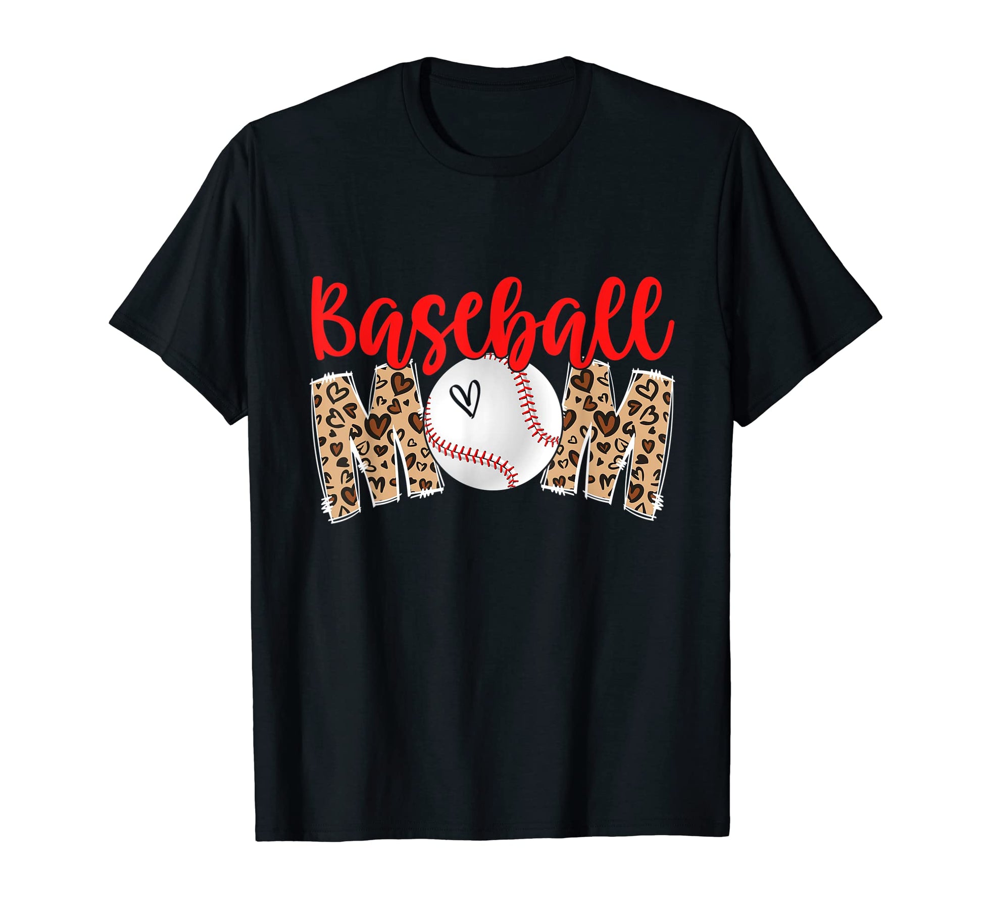 Baseball Mom Leopard Mothers Day T-Shirt - Casual Everyday Wear for Adults - T-Shirt, Sweatshirt, Hoodie