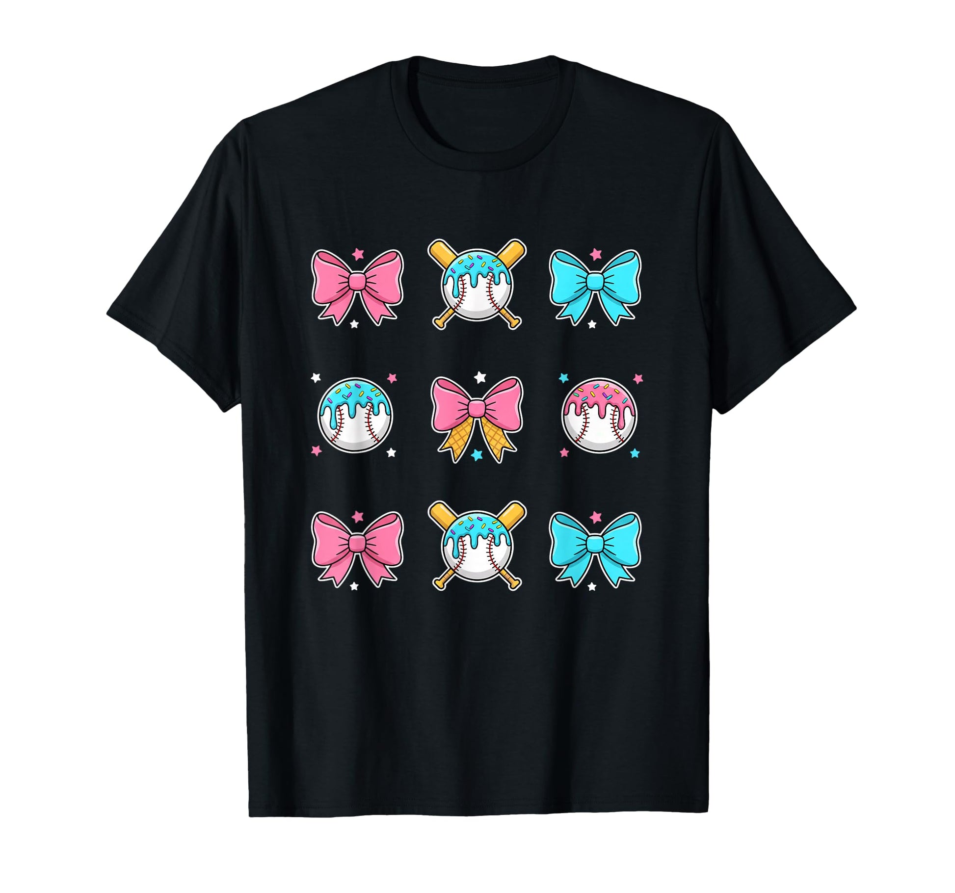 Baseball Donut Sprinkles Bow Pattern T-Shirt - Aesthetic Graphic Unisex - T-Shirt, Sweatshirt, Hoodie