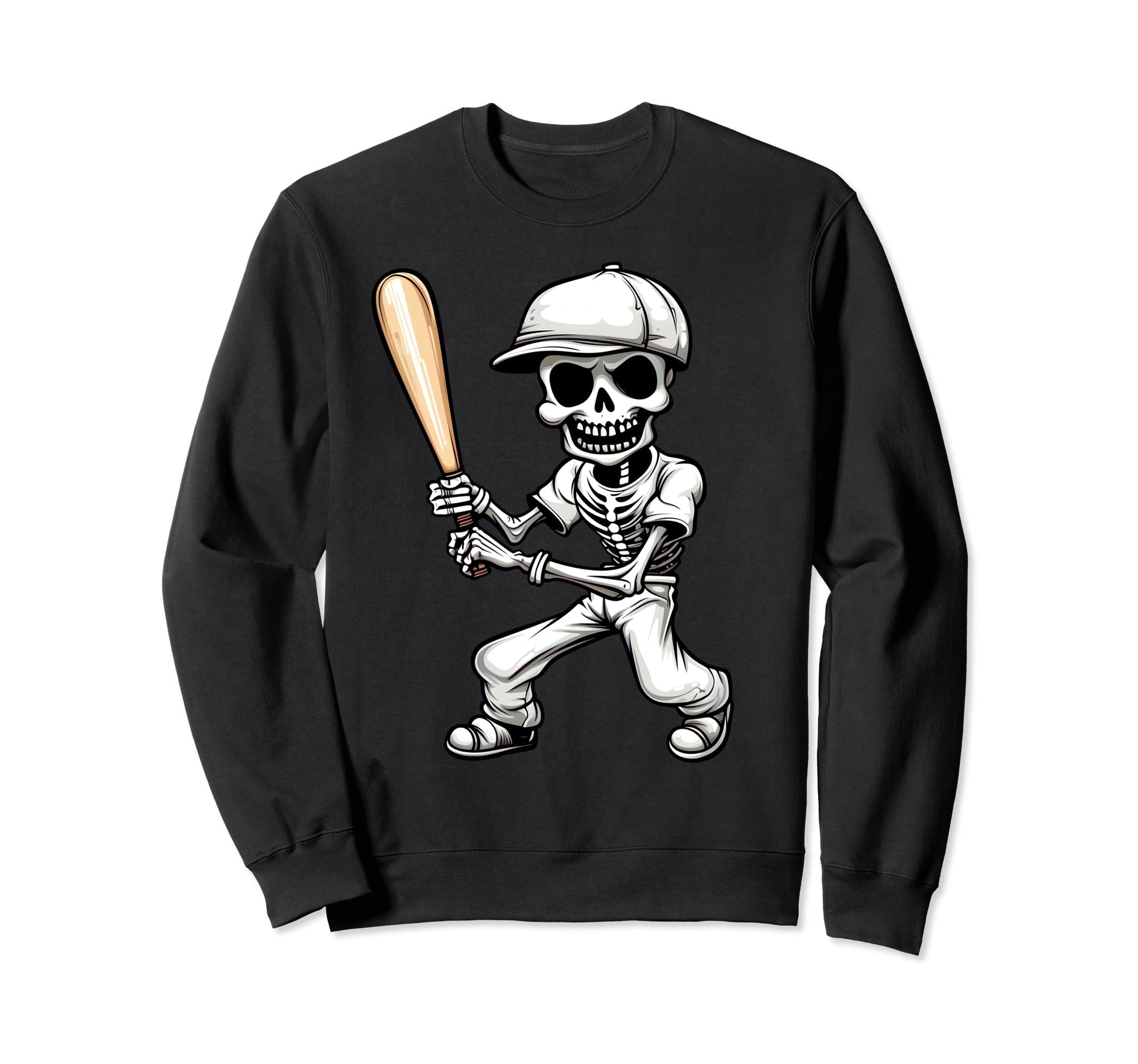 Baseball Skeleton Playing Sweatshirt - Casual Everyday Wear Unisex - T-Shirt, Sweatshirt, Hoodie
