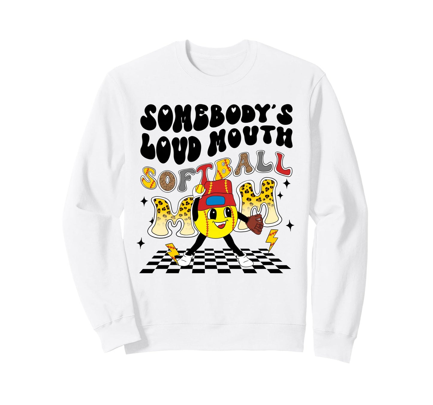 Softball Mom Leopard Sports Sweatshirt - Graphic Print Unisex - T-Shirt, Sweatshirt, Hoodie