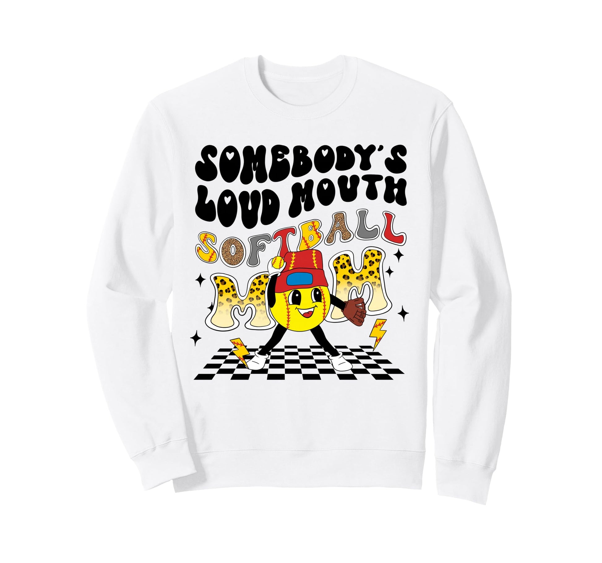 Softball Mom Leopard Sports Sweatshirt - Graphic Print Unisex - T-Shirt, Sweatshirt, Hoodie