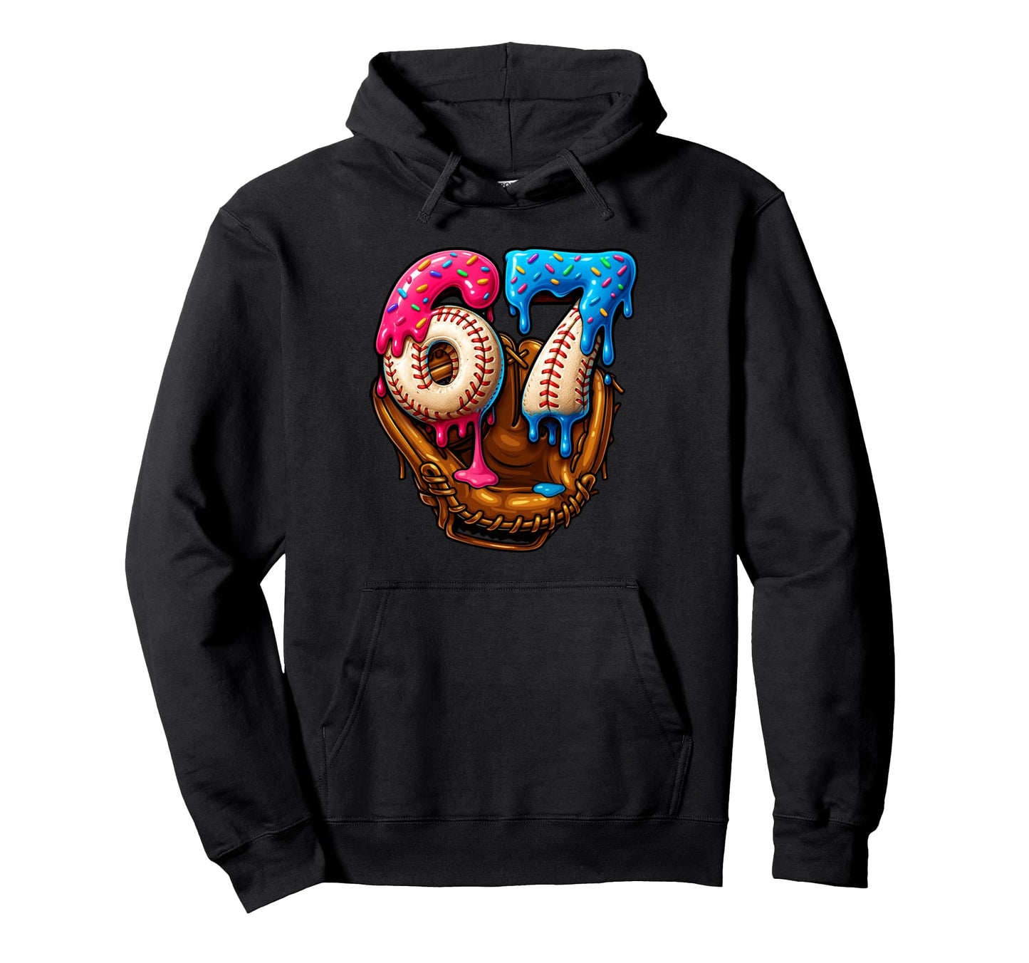 Baseball Drip Ice Cream Number 67 Hoodie - Casual Everyday Wear Unisex - T-Shirt, Sweatshirt, Hoodie