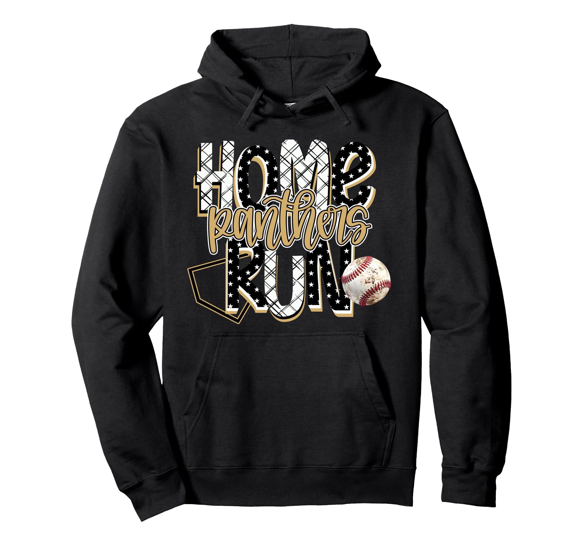 Home Run Panthers Baseball Gold Panther Hoodie - Unique Graphic Unisex - T-Shirt, Sweatshirt, Hoodie