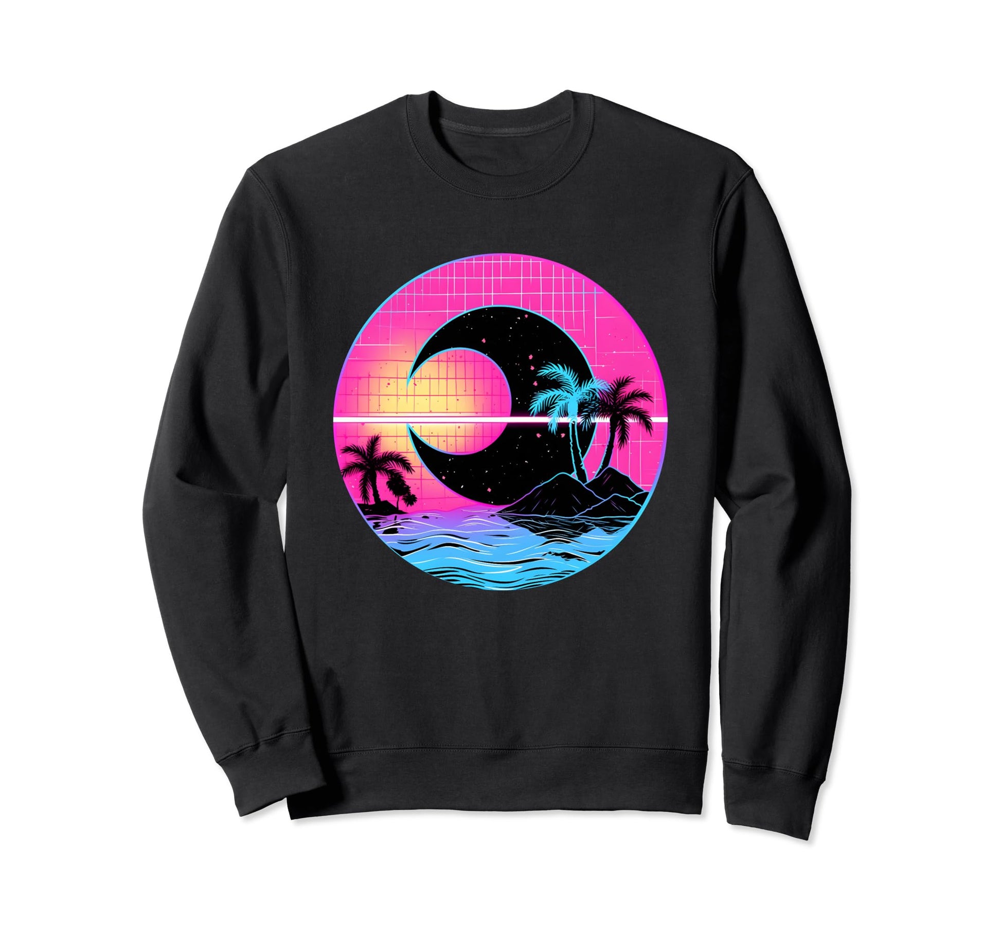 Moon Vaporwave Aesthetic 80S Sweatshirt - Minimalist Print for Adults - T-Shirt, Sweatshirt, Hoodie
