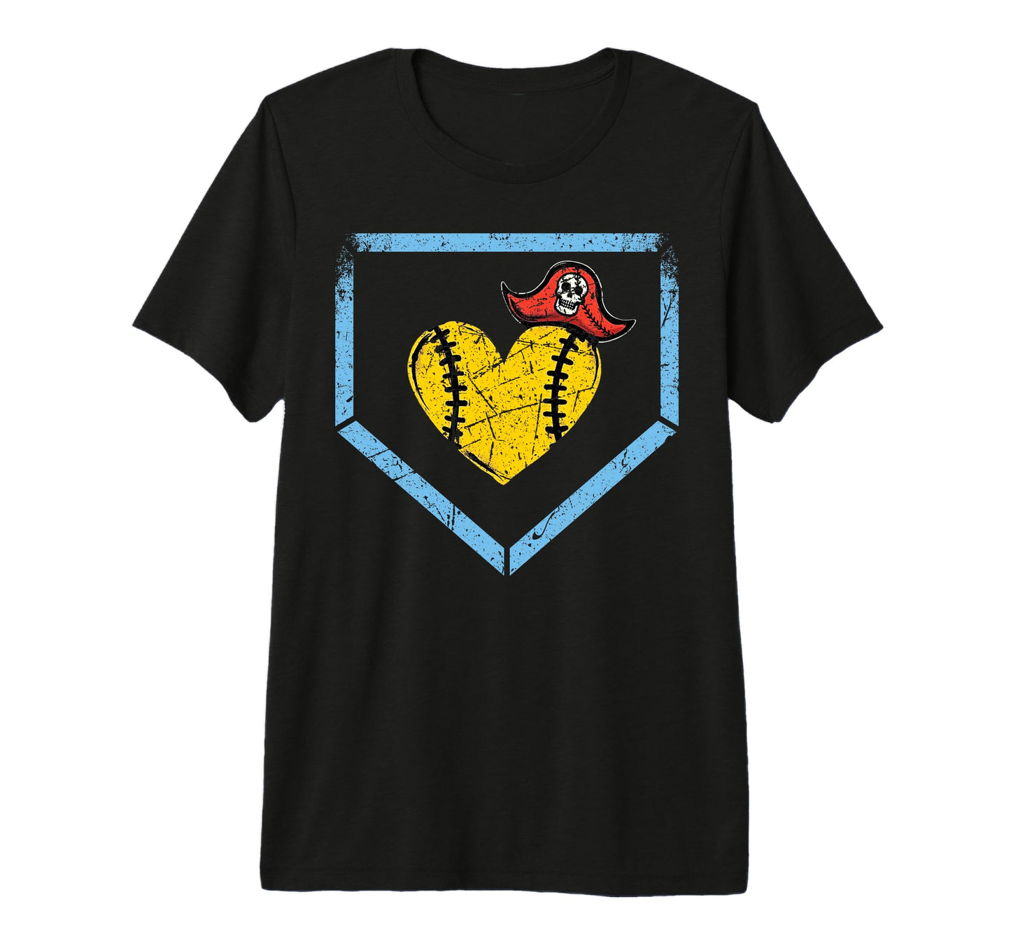 Baseball Home Plate Pirate Baseball Heart T-Shirt - Unique Graphic Unisex - T-Shirt, Sweatshirt, Hoodie