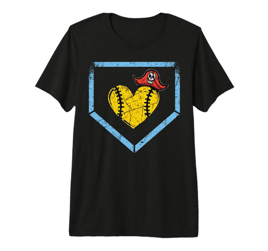 Baseball Home Plate Pirate Baseball Heart T-Shirt - Unique Graphic Unisex - T-Shirt, Sweatshirt, Hoodie