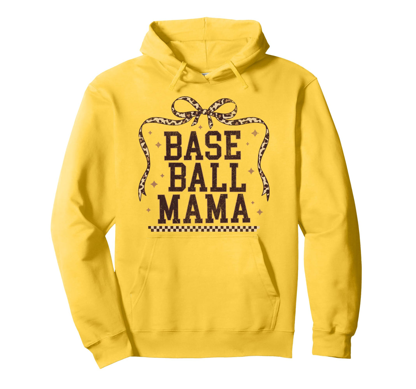 Baseball Mama Coquette Leopard Bow Hoodie - Fun Novelty Design Men Women - T-Shirt, Sweatshirt, Hoodie