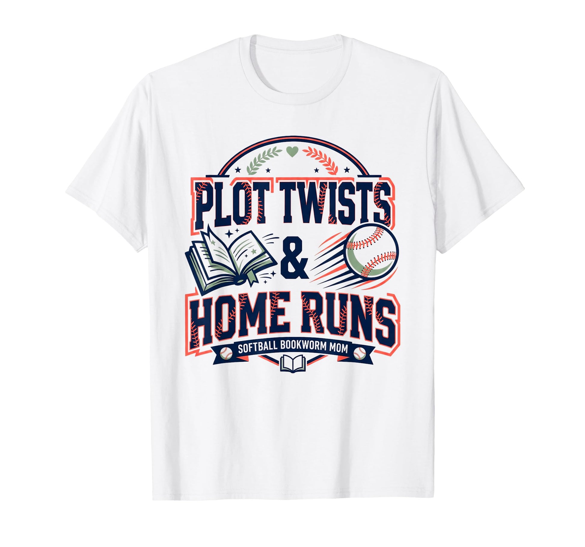 Baseball Home Run Bookworm Softball T-Shirt - Minimalist Print for Adults - T-Shirt, Sweatshirt, Hoodie