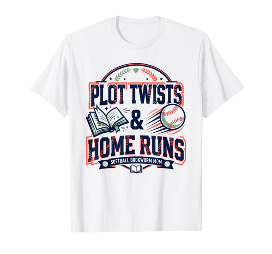 Baseball Home Run Bookworm Softball T-Shirt - Minimalist Print for Adults - T-Shirt, Sweatshirt, Hoodie