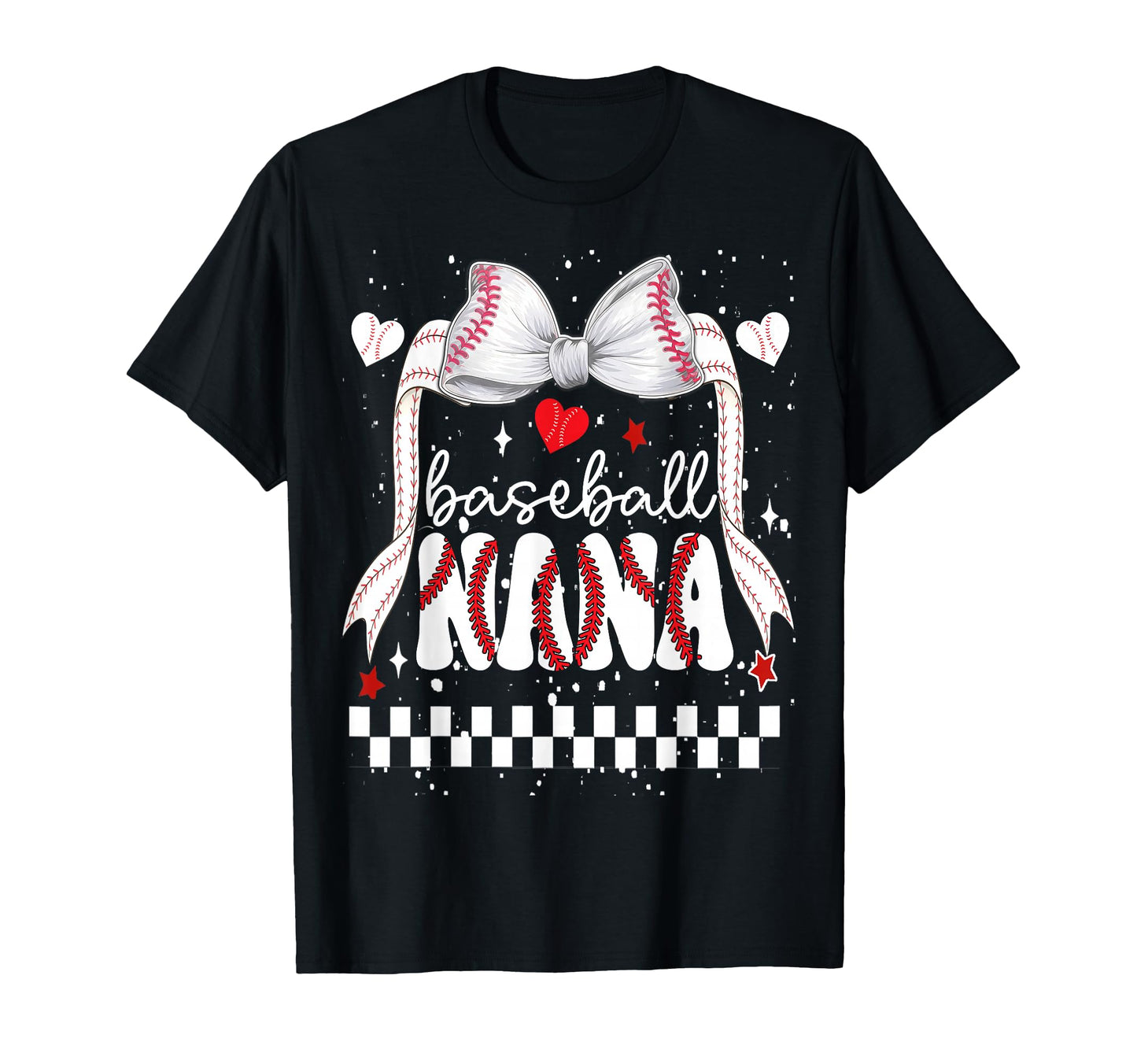 Baseball Nana Gigi Bow Heart Grandma T-Shirt - Custom Art Print for Adults - T-Shirt, Sweatshirt, Hoodie