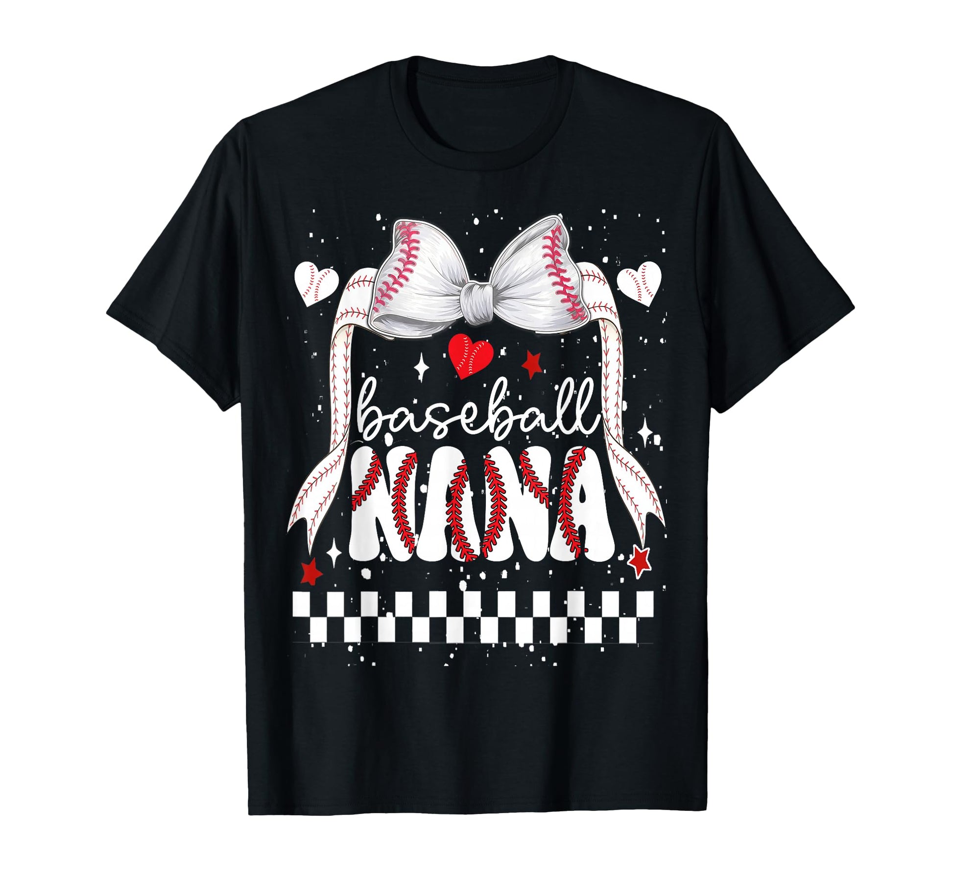 Baseball Nana Gigi Bow Heart Grandma T-Shirt - Custom Art Print for Adults - T-Shirt, Sweatshirt, Hoodie