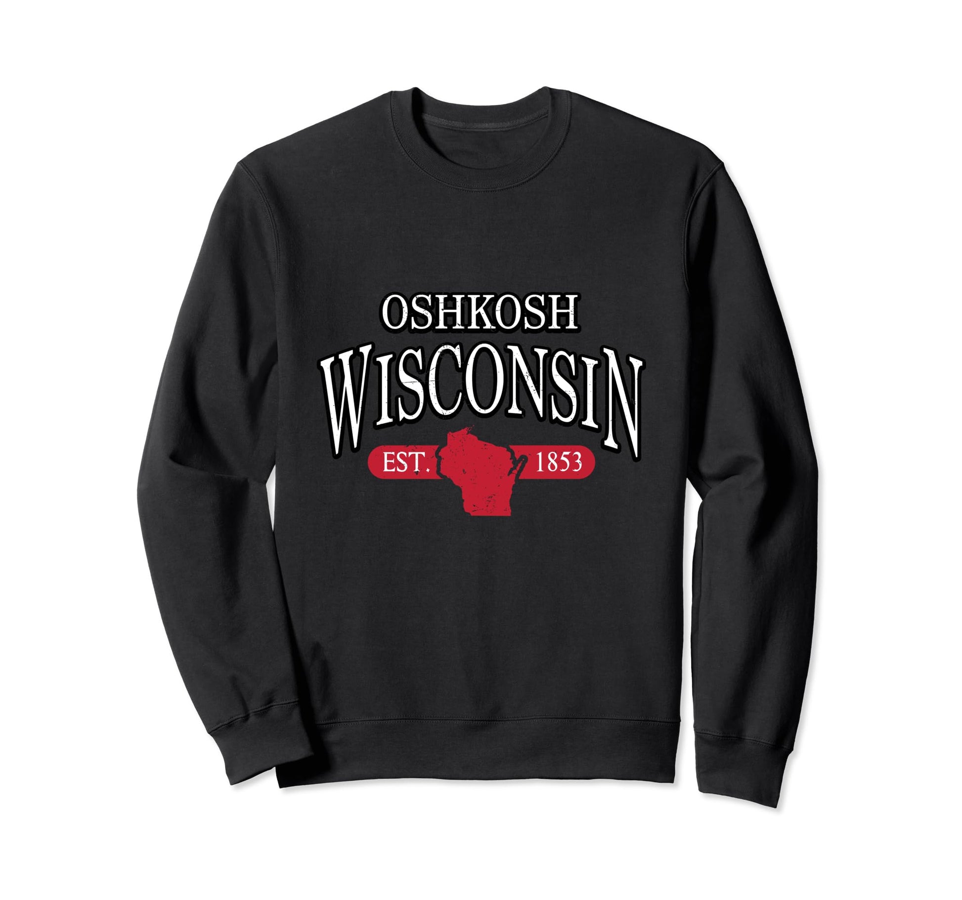 Oshkosh Wisconsin Wi Map Varsity Sweatshirt - Custom Art Print Unisex - T-Shirt, Sweatshirt, Hoodie