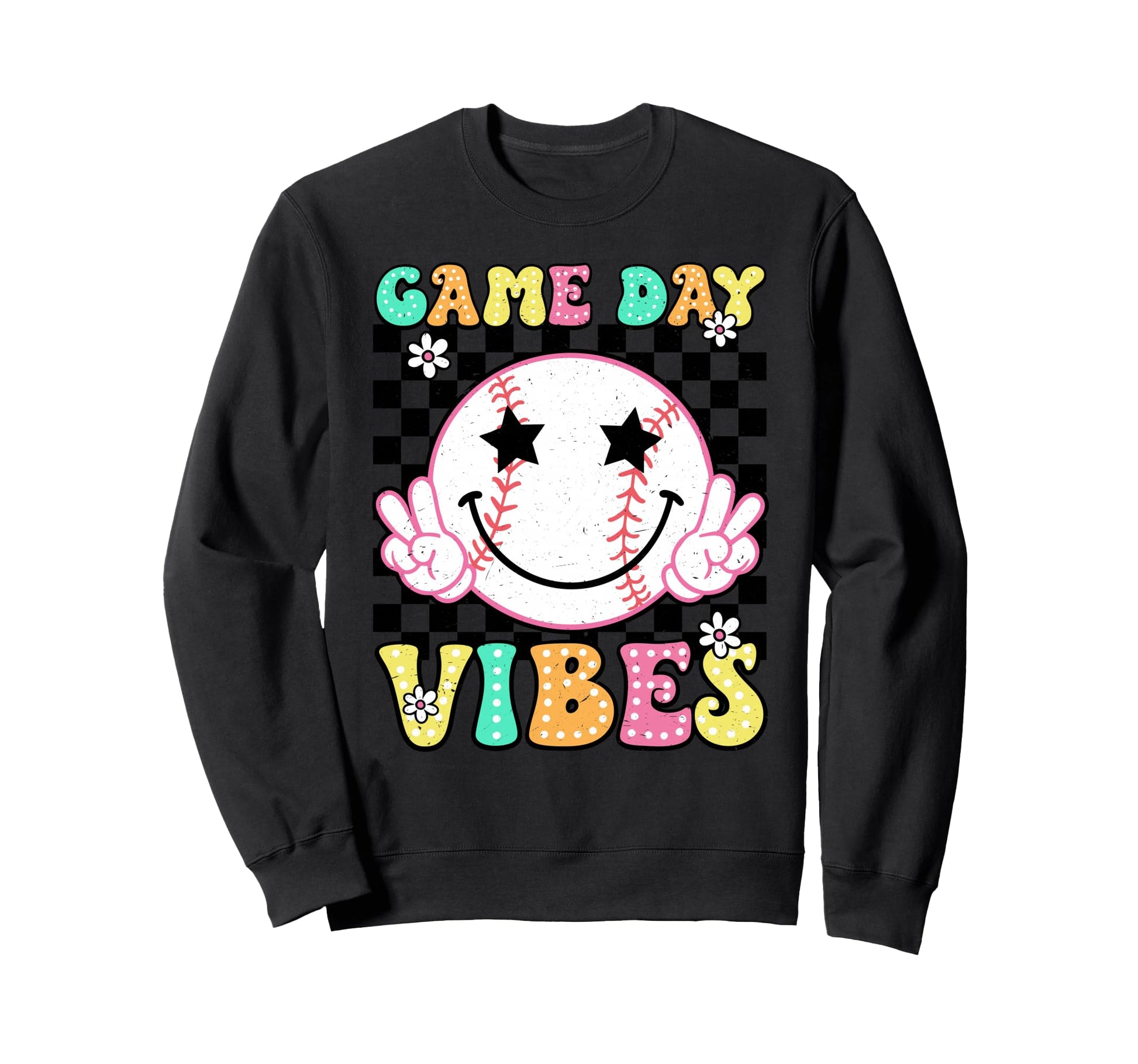 Game Day Vibes Baseball Groovy Sweatshirt - Casual Everyday Wear Men Women - T-Shirt, Sweatshirt, Hoodie