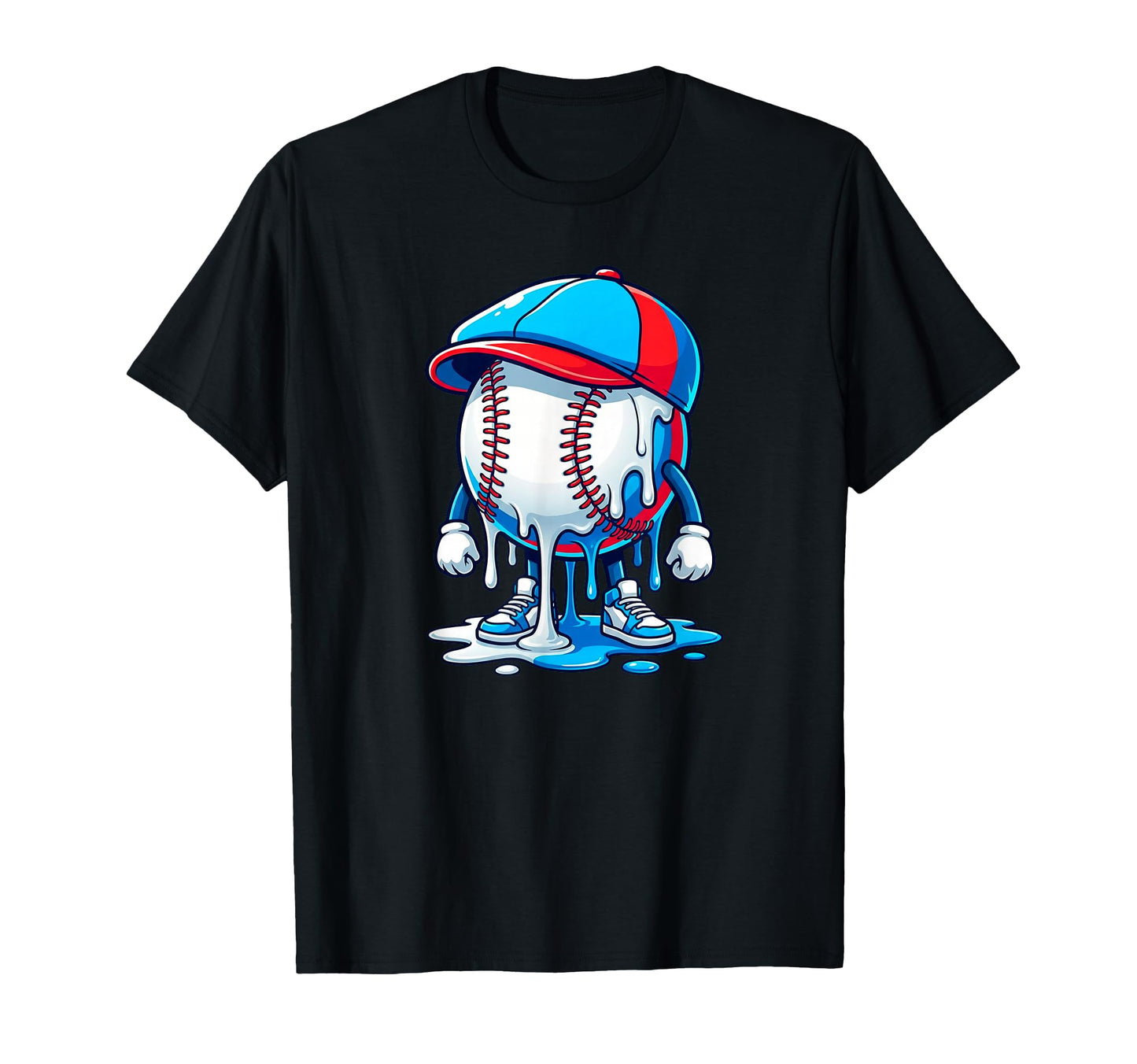 Baseball Drip Ice Cream Red Cap Melt T-Shirt - Minimalist Print Men Women - T-Shirt, Sweatshirt, Hoodie