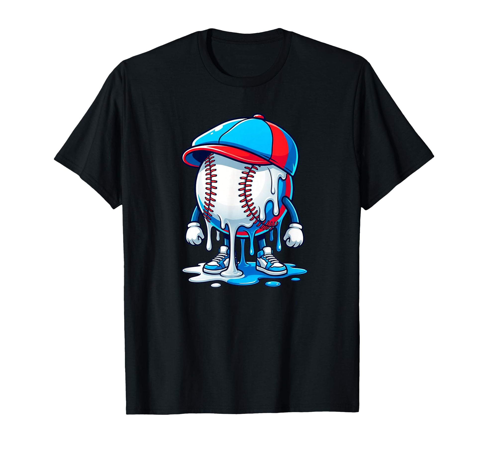 Baseball Drip Ice Cream Red Cap Melt T-Shirt - Minimalist Print Men Women - T-Shirt, Sweatshirt, Hoodie