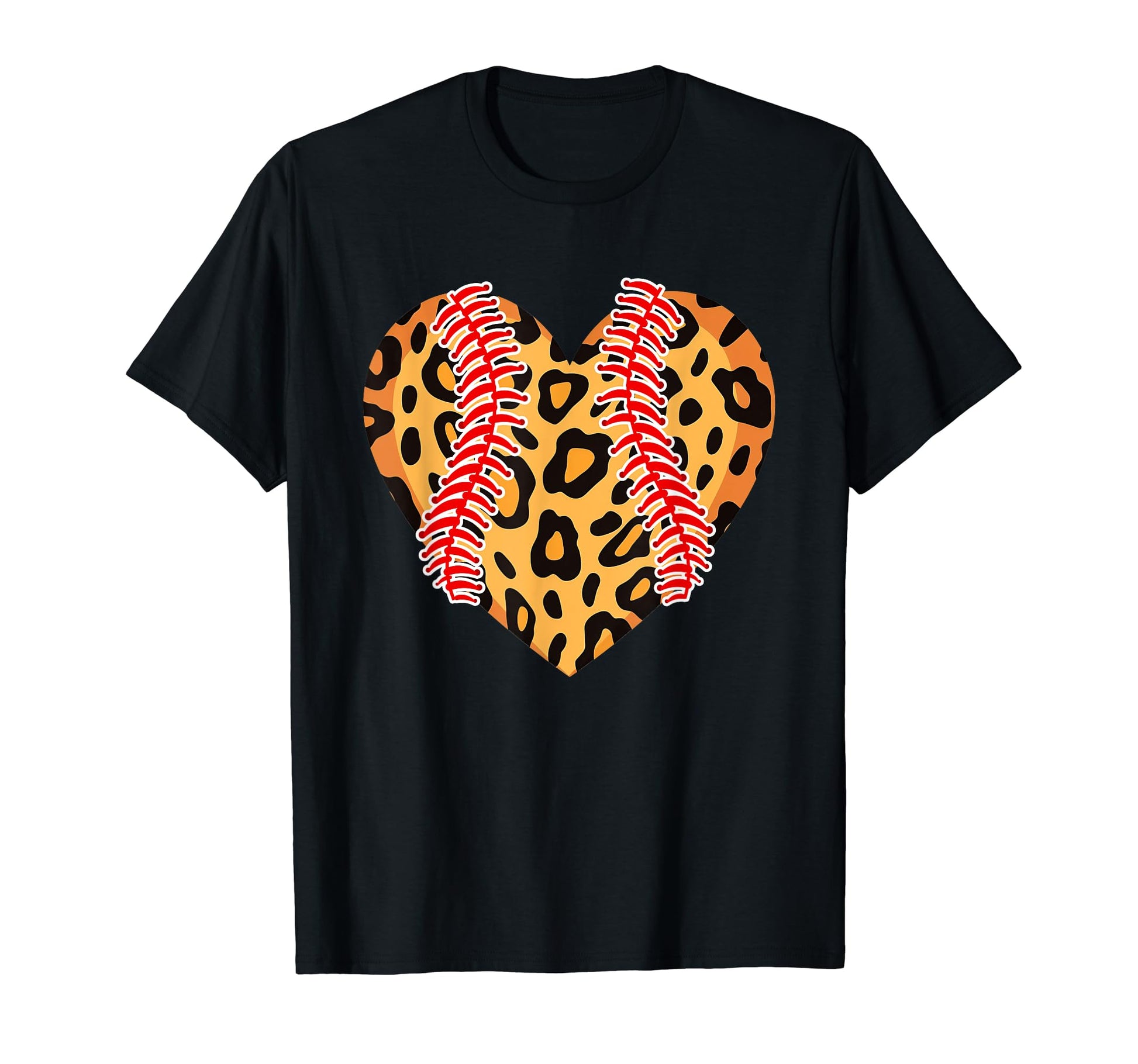 Funny Leopard Heart Baseball Players T-Shirt - Minimalist Print Unisex - T-Shirt, Sweatshirt, Hoodie