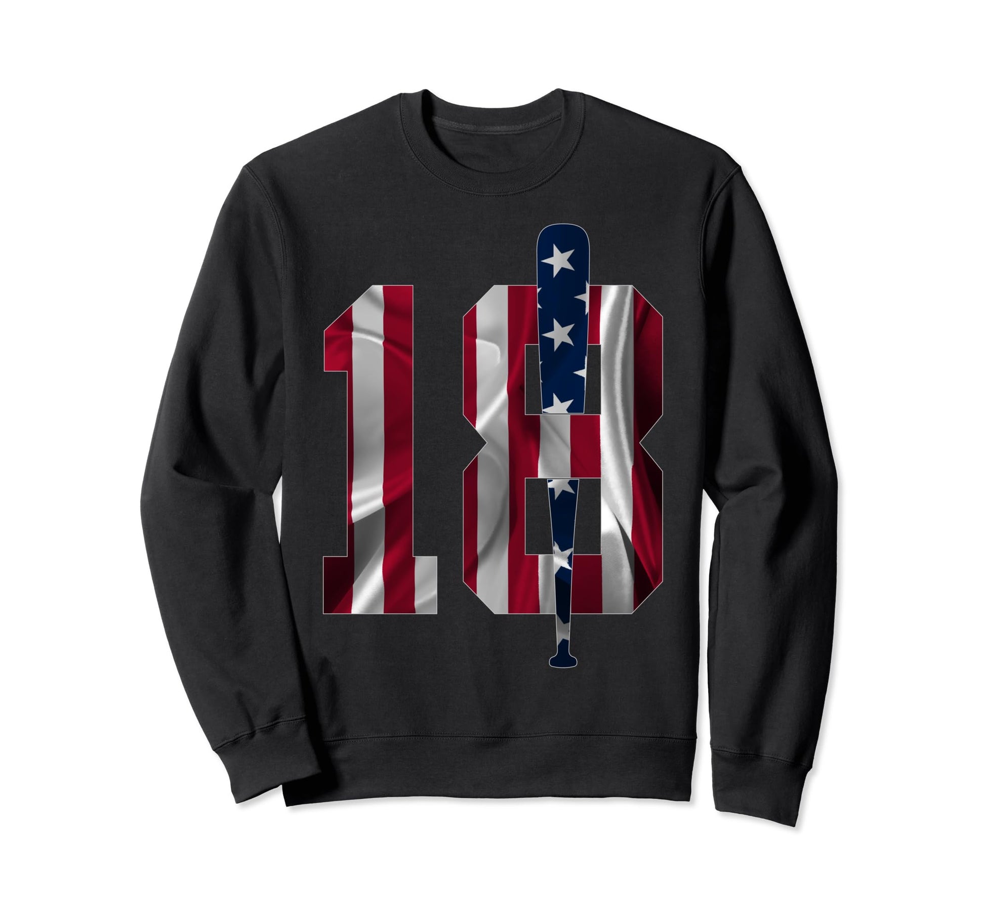 Number 18 Years Baseball 18Th Birthday Sweatshirt - Novelty Apparel Unisex - T-Shirt, Sweatshirt, Hoodie