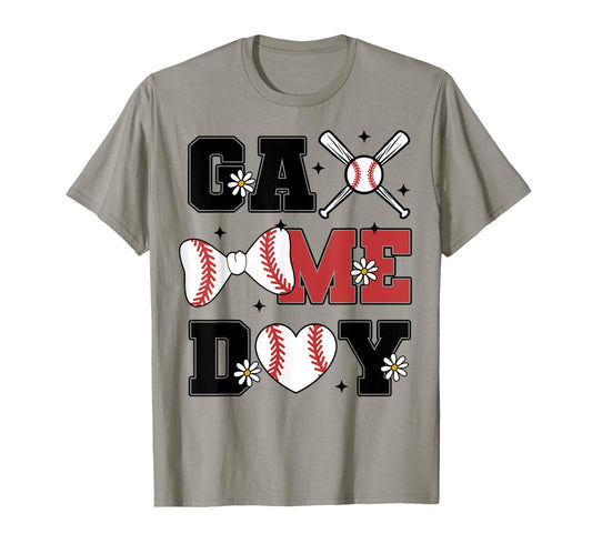 Baseball Game Day Bow And Heart T-Shirt - Aesthetic Graphic for Adults - T-Shirt, Sweatshirt, Hoodie