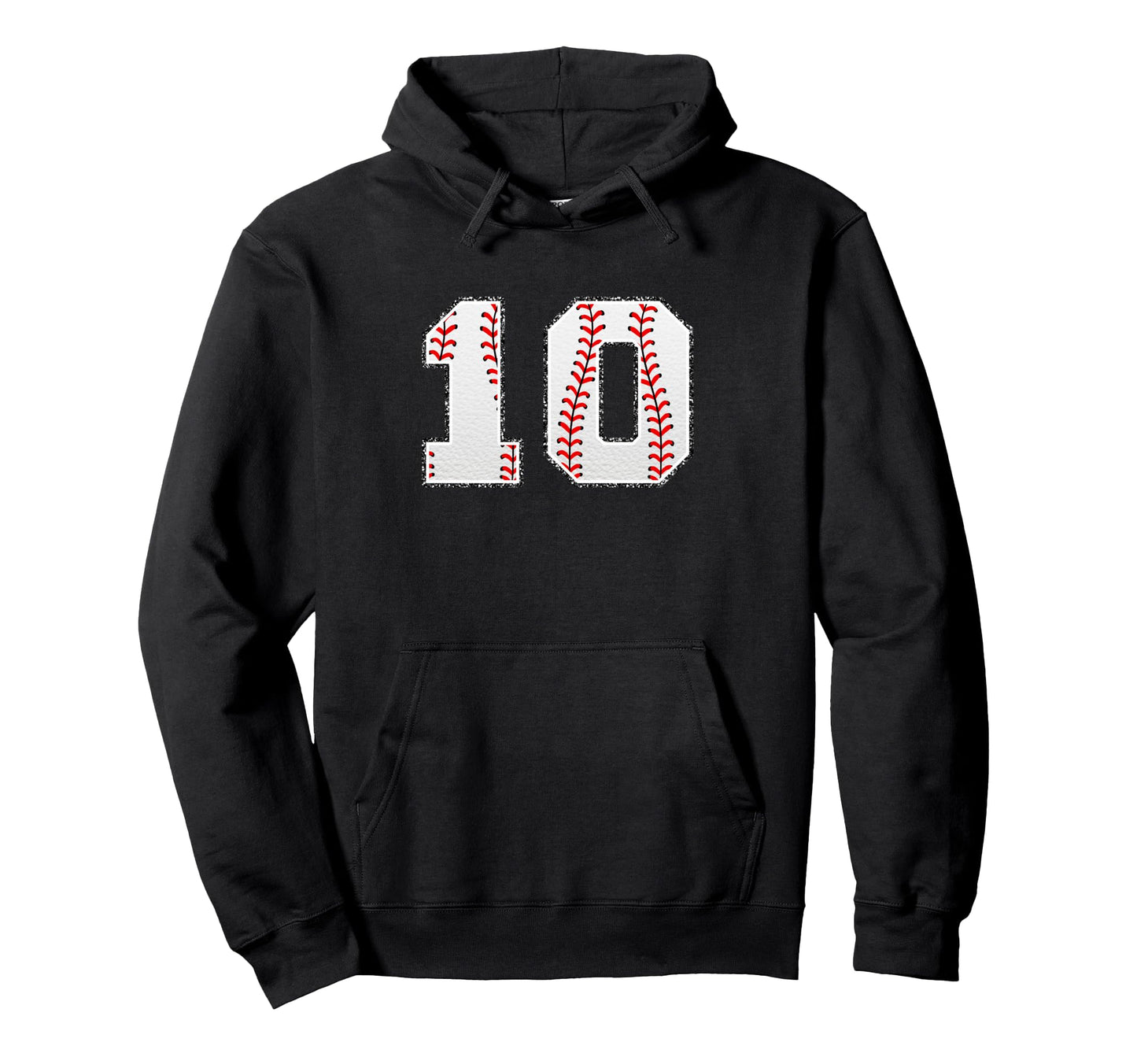 Number 10 Baseball Distressed Number Hoodie - Minimalist Print for Adults - T-Shirt, Sweatshirt, Hoodie