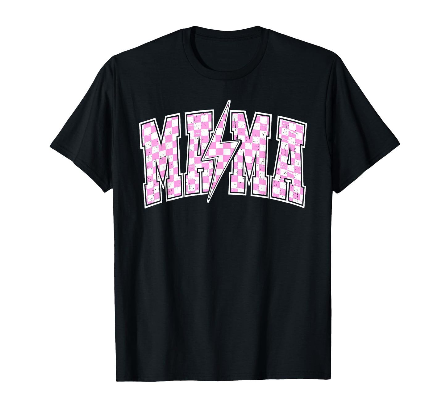 Mama Lightning Bolt Checkered Varsity T-Shirt - Unique Graphic Men Women - T-Shirt, Sweatshirt, Hoodie