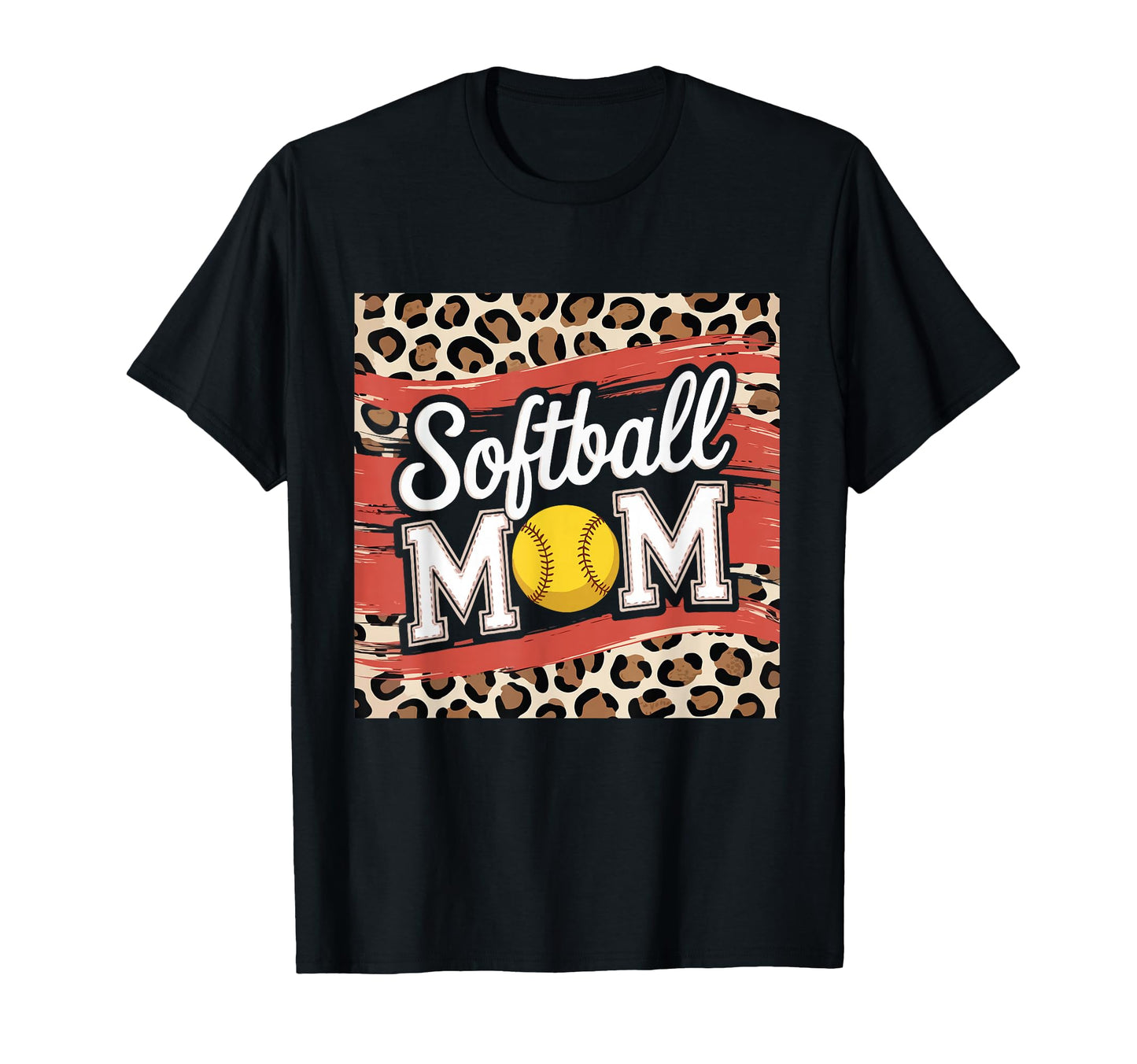 Softball Mom Leopard Funny Baseball T-Shirt - Aesthetic Graphic Men Women - T-Shirt, Sweatshirt, Hoodie
