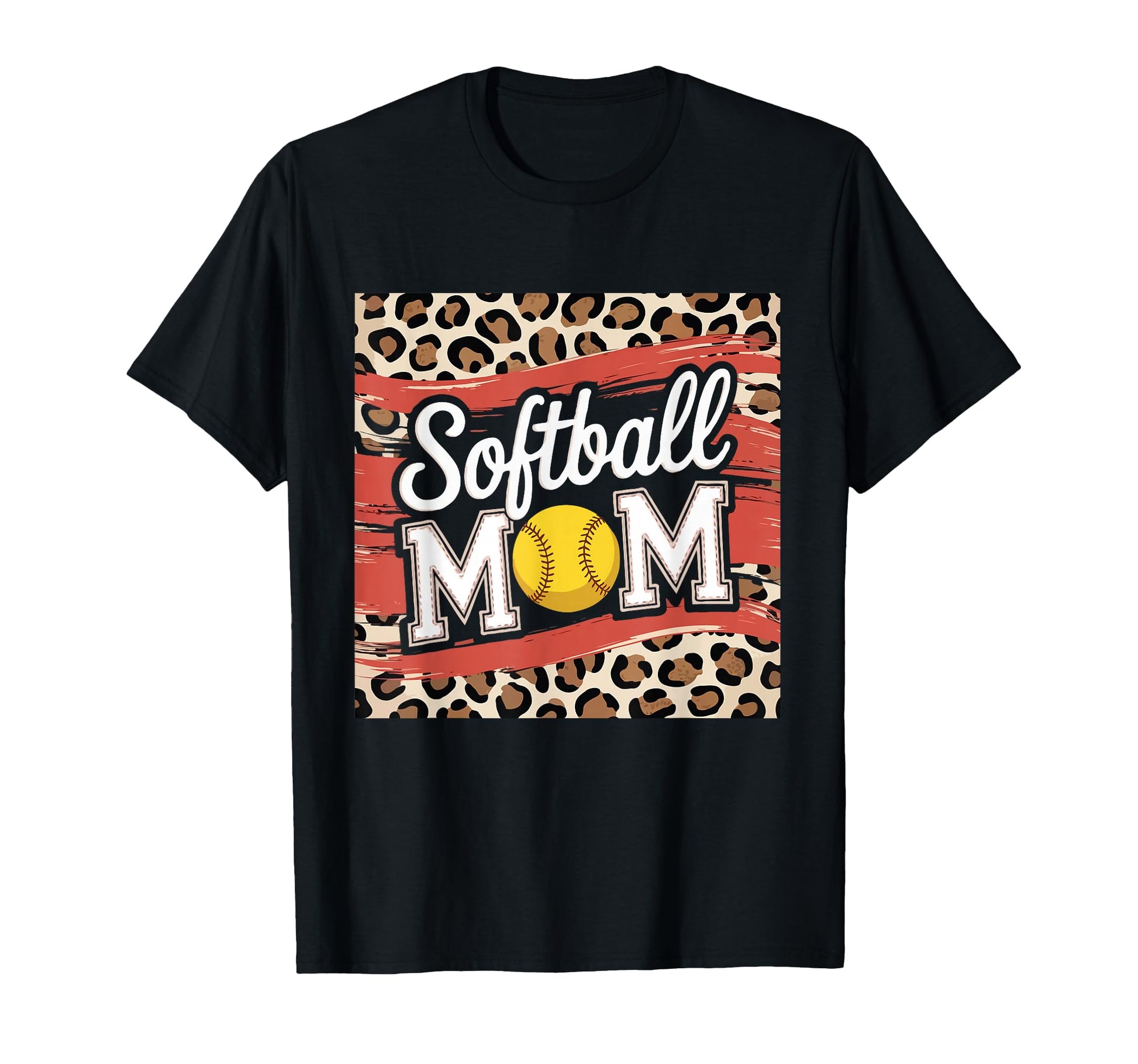 Softball Mom Leopard Funny Baseball T-Shirt - Aesthetic Graphic Men Women - T-Shirt, Sweatshirt, Hoodie