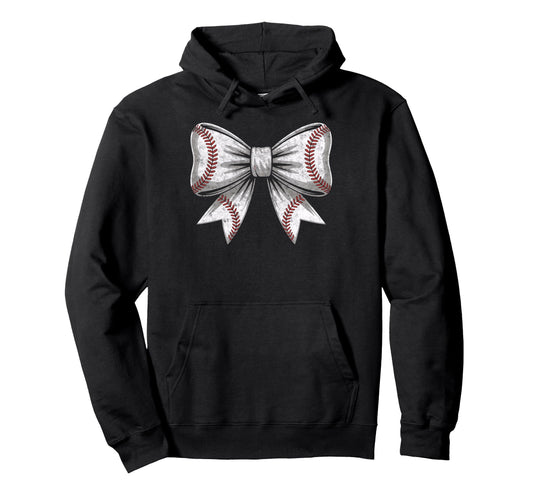 Baseball Ball Bow Player Mother Hoodie - Custom Art Print for Adults - T-Shirt, Sweatshirt, Hoodie