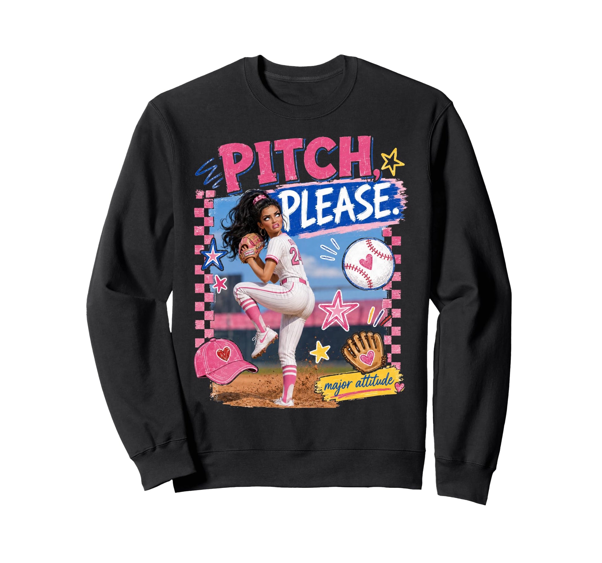 Pitch Please Baseball Mom Gameday Sweatshirt - Custom Art Print Unisex - T-Shirt, Sweatshirt, Hoodie
