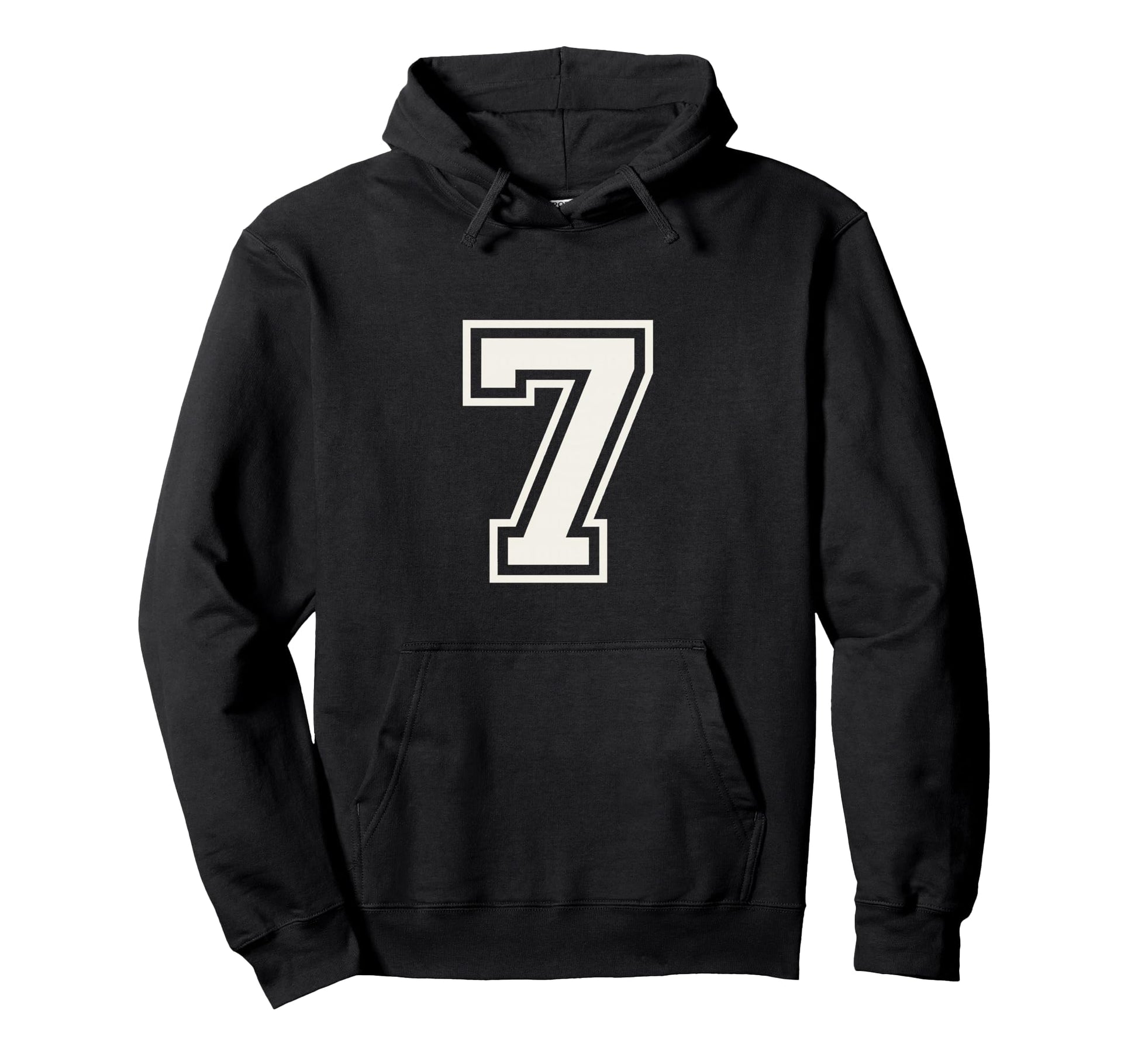 7 Jersey Numeral Double Outline Birthday Hoodie - Trendy Graphic Unisex - T-Shirt, Sweatshirt, Hoodie