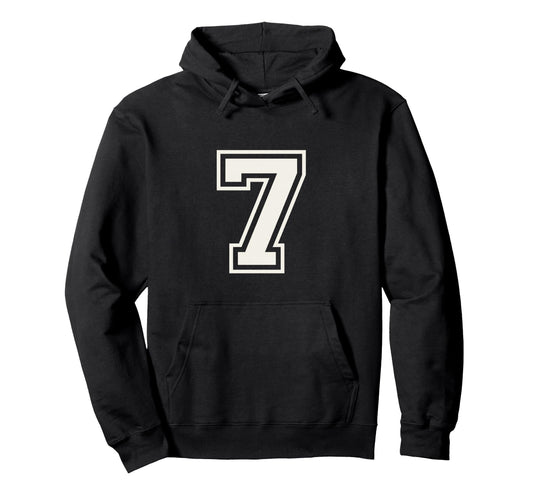 7 Jersey Numeral Double Outline Birthday Hoodie - Trendy Graphic Unisex - T-Shirt, Sweatshirt, Hoodie