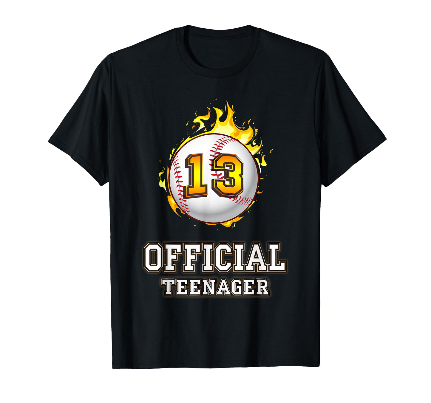 Teenager Baseball 13Th Birthday Gift T-Shirt - Graphic Print for Adults - T-Shirt, Sweatshirt, Hoodie