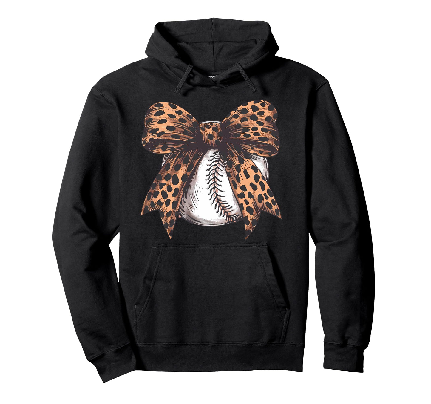 Baseball Leopard Coquette Bow Hoodie - Casual Everyday Wear Men Women - T-Shirt, Sweatshirt, Hoodie