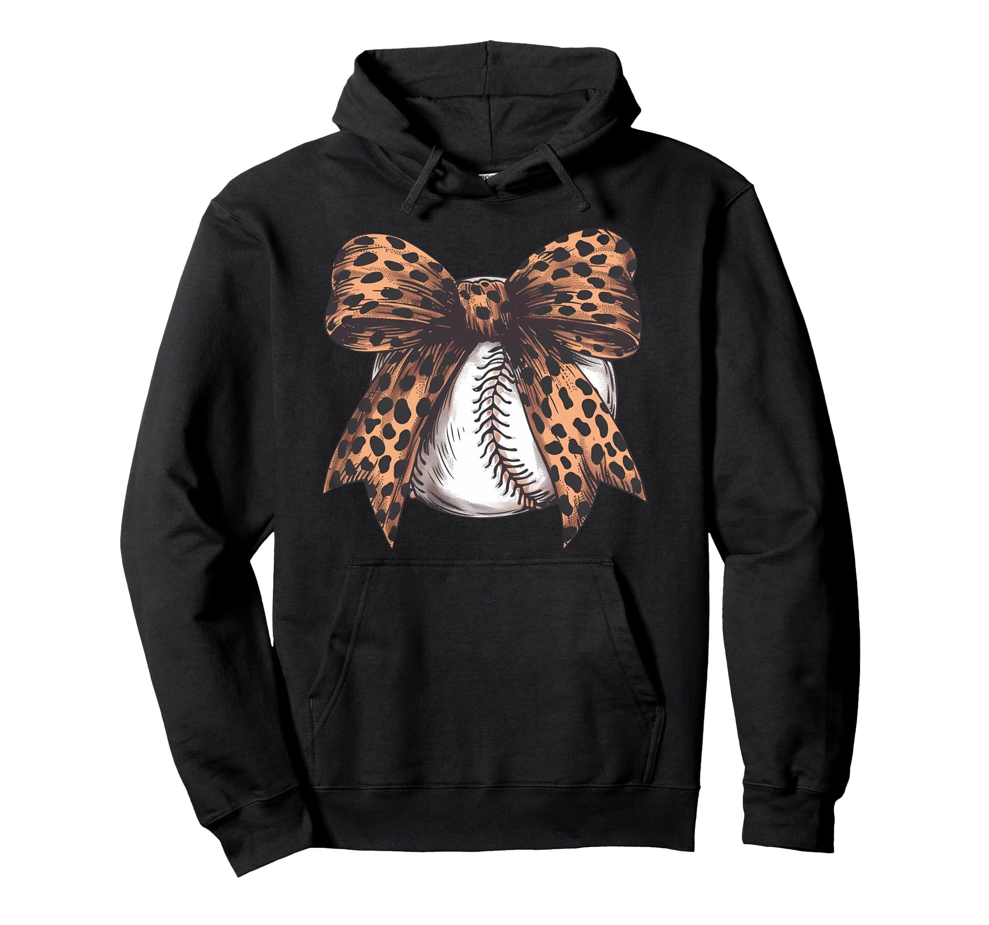 Baseball Leopard Coquette Bow Hoodie - Casual Everyday Wear Men Women - T-Shirt, Sweatshirt, Hoodie