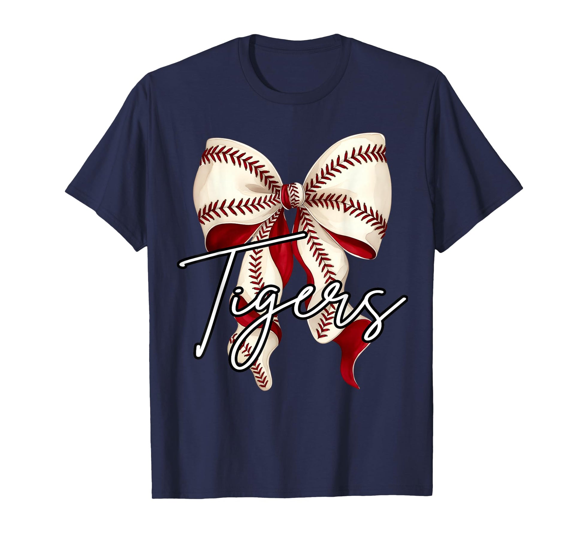 Tigers Baseball Coquette Bow T-Shirt - Fun Novelty Design for Adults - T-Shirt, Sweatshirt, Hoodie