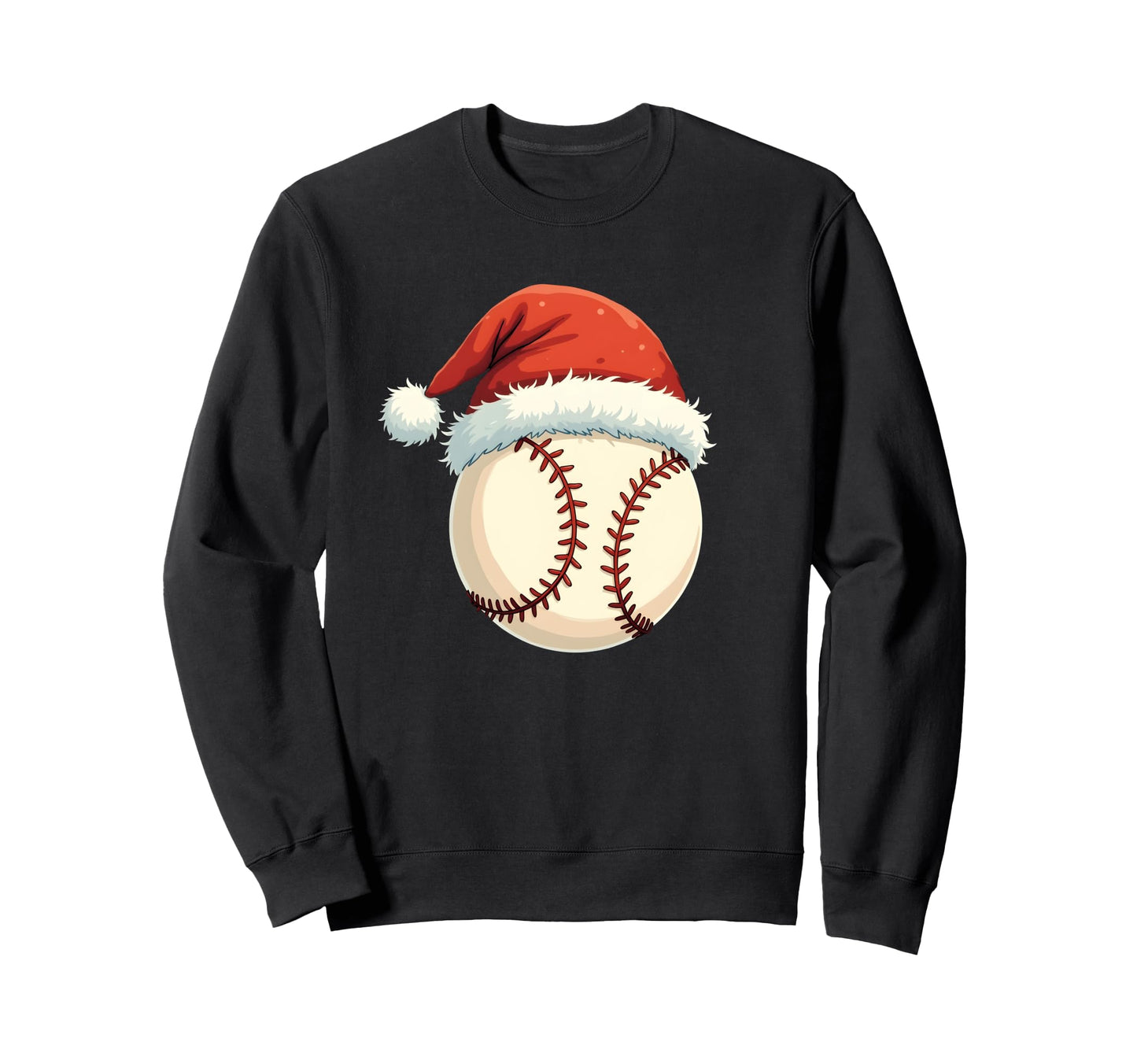 Baseball Santa Hat Funny Sport Sweatshirt - Graphic Print Unisex - T-Shirt, Sweatshirt, Hoodie