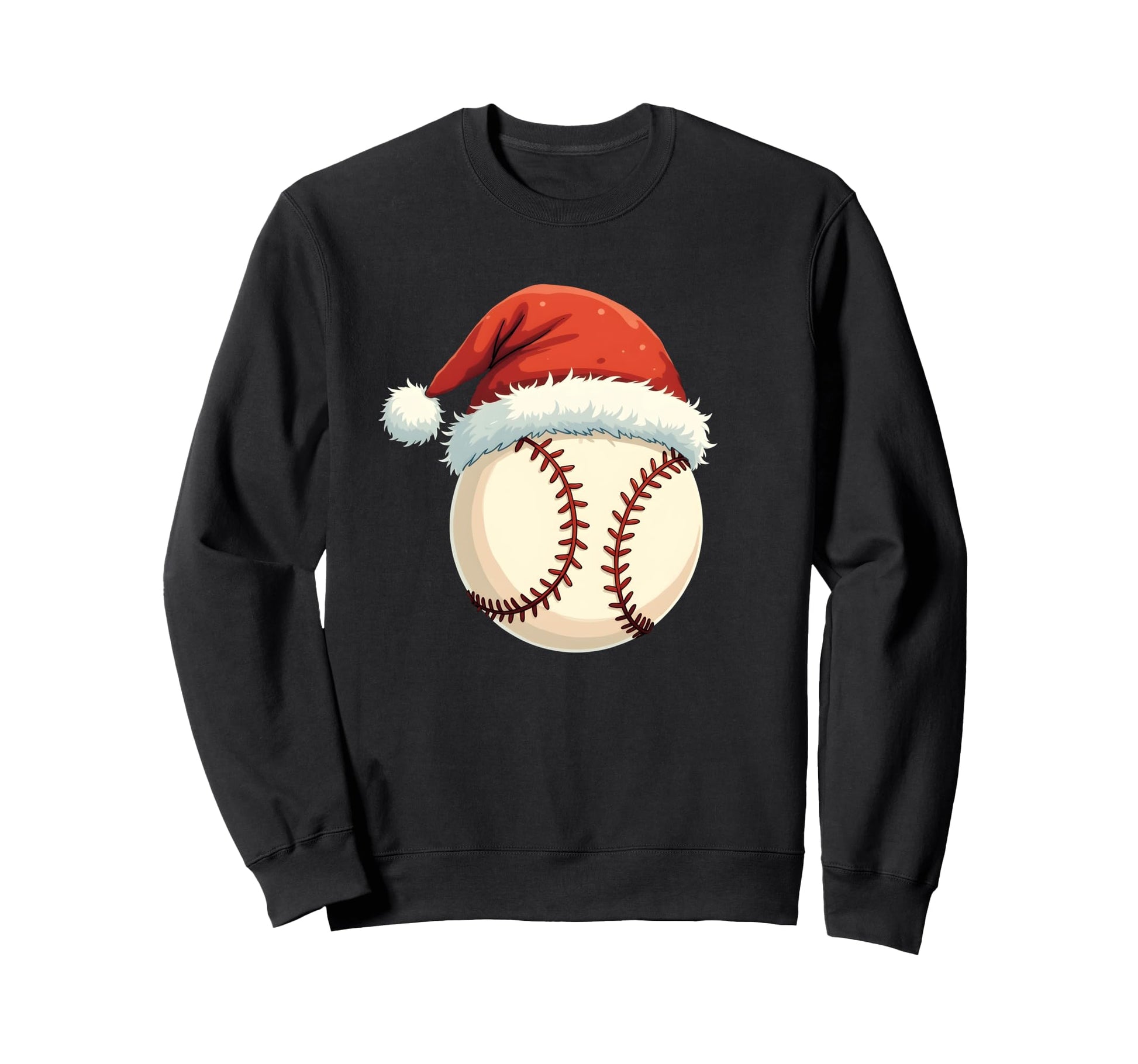 Baseball Santa Hat Funny Sport Sweatshirt - Graphic Print Unisex - T-Shirt, Sweatshirt, Hoodie