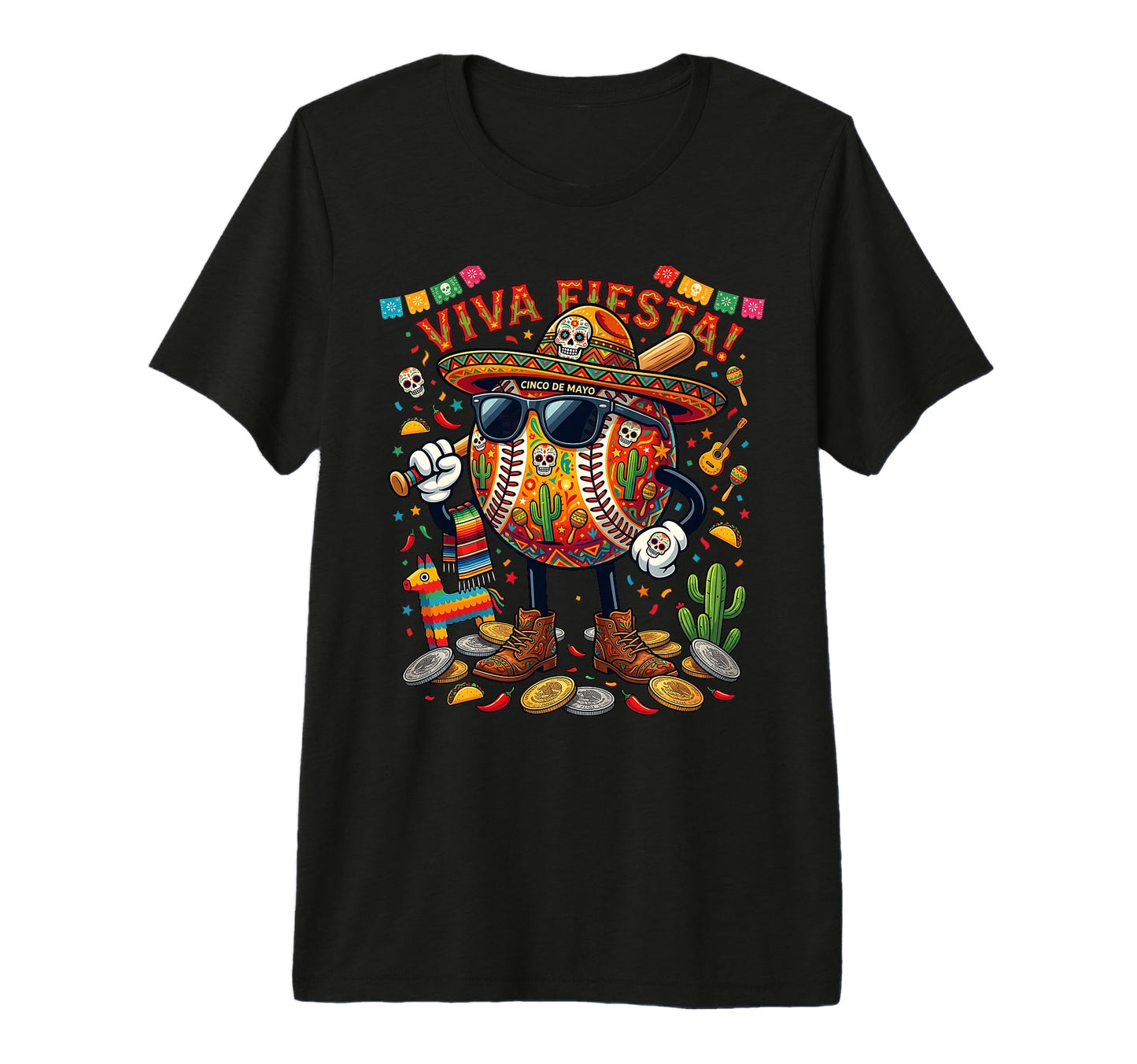 Cinco De Mayo Baseball Drip Taco T-Shirt - Graphic Print for Adults - T-Shirt, Sweatshirt, Hoodie
