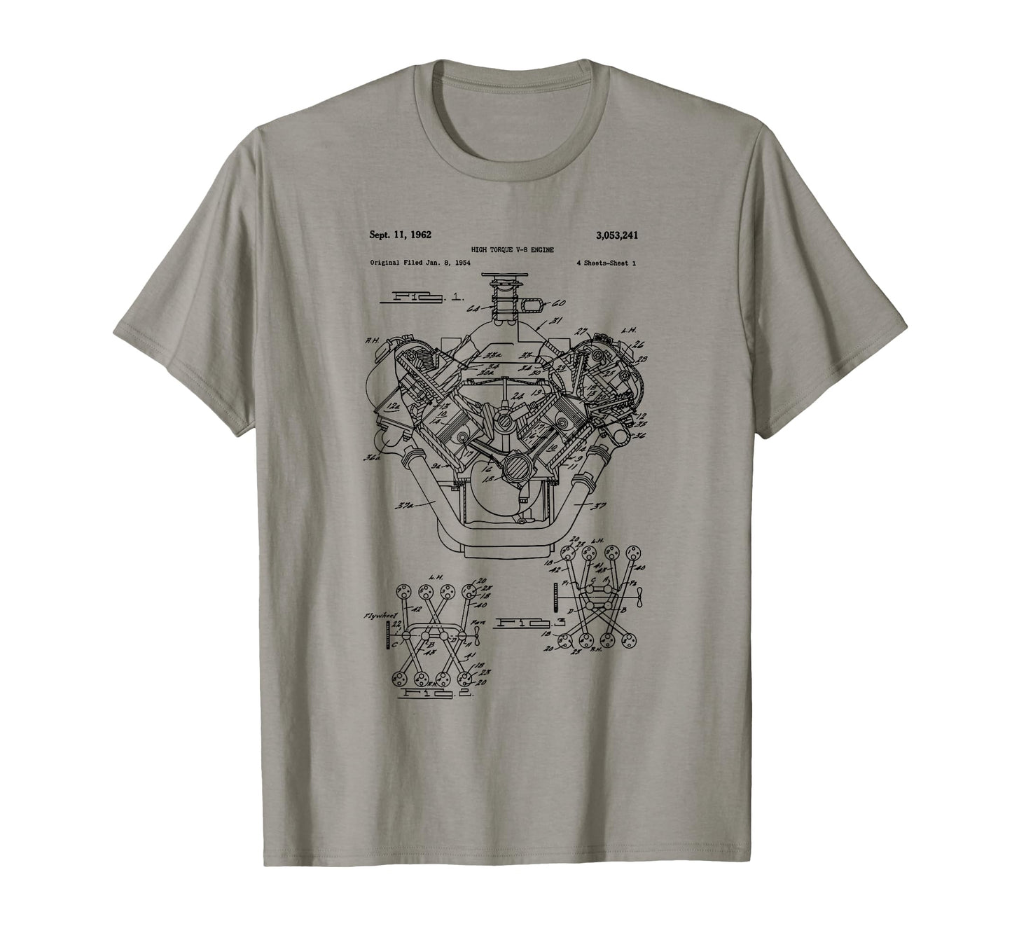 Engine Block Blueprint Diagram T-Shirt - Casual Everyday Wear Men Women - T-Shirt, Sweatshirt, Hoodie