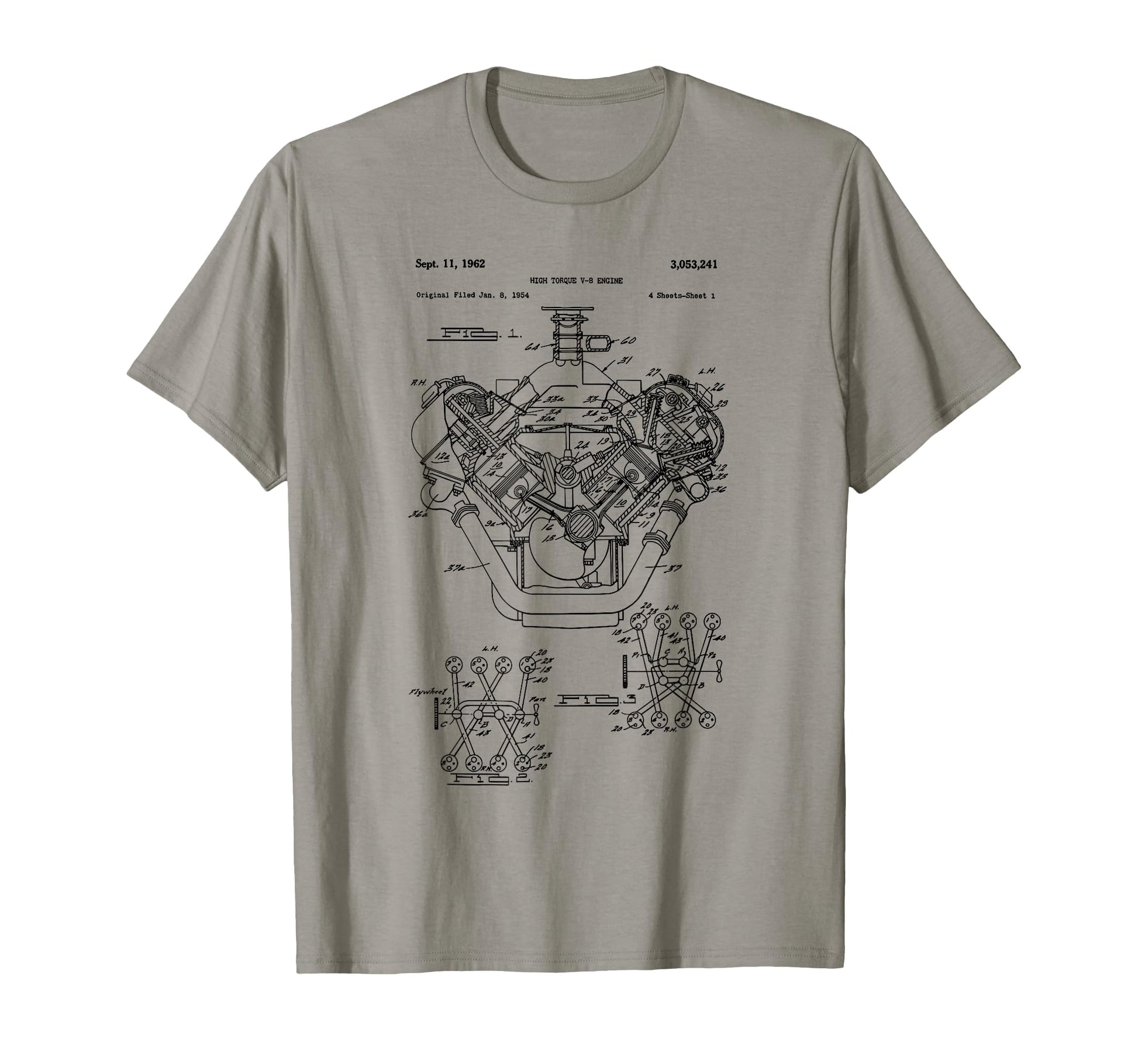 Engine Block Blueprint Diagram T-Shirt - Casual Everyday Wear Men Women - T-Shirt, Sweatshirt, Hoodie