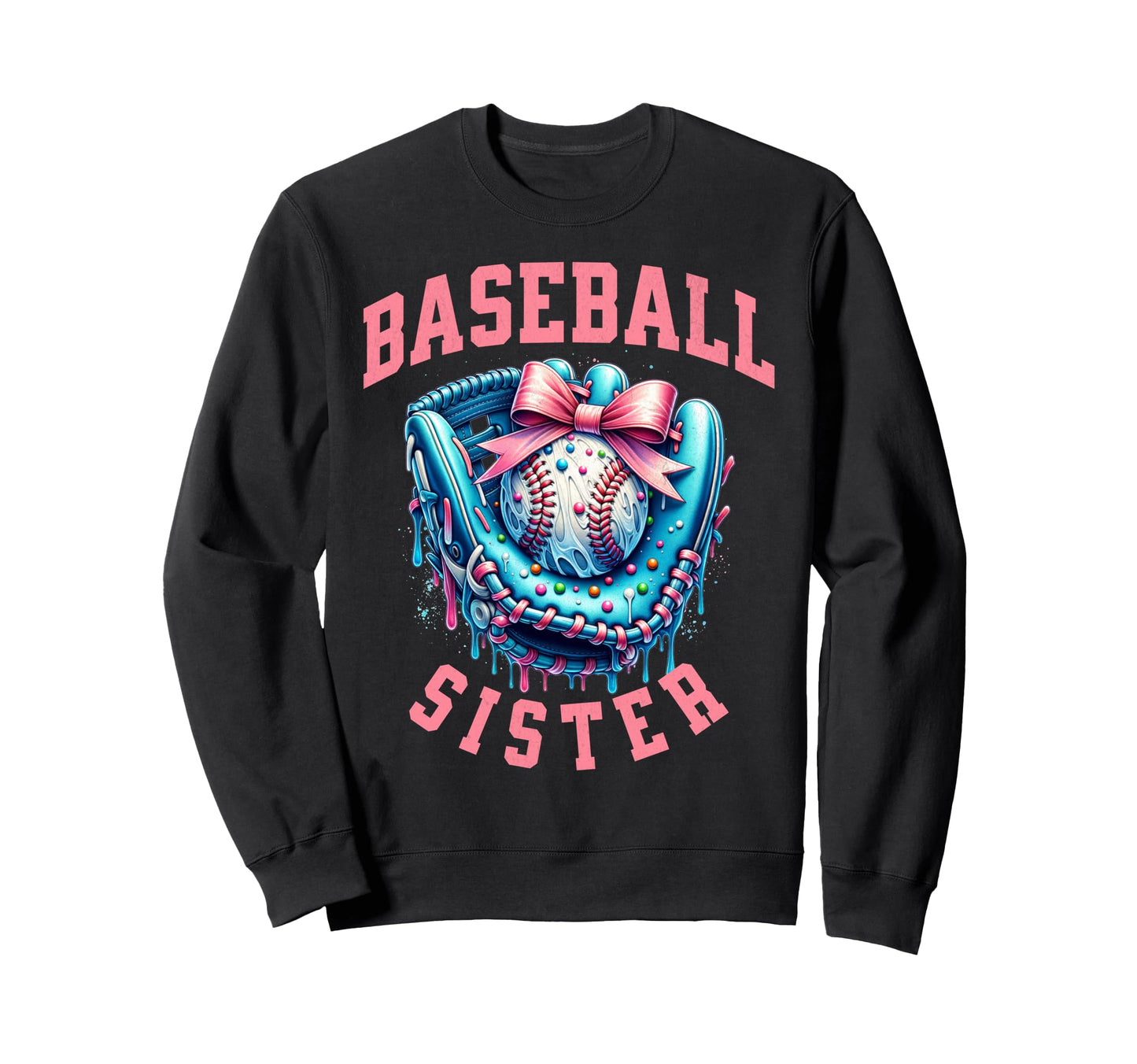 Baseball Sister Coquette Bow Sweatshirt - Custom Art Print for Adults - T-Shirt, Sweatshirt, Hoodie