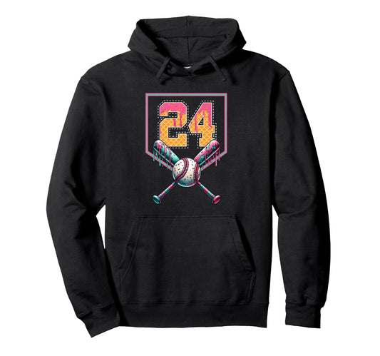 Baseball Drip Number 24 Player Or Hoodie - Minimalist Print for Adults - T-Shirt, Sweatshirt, Hoodie