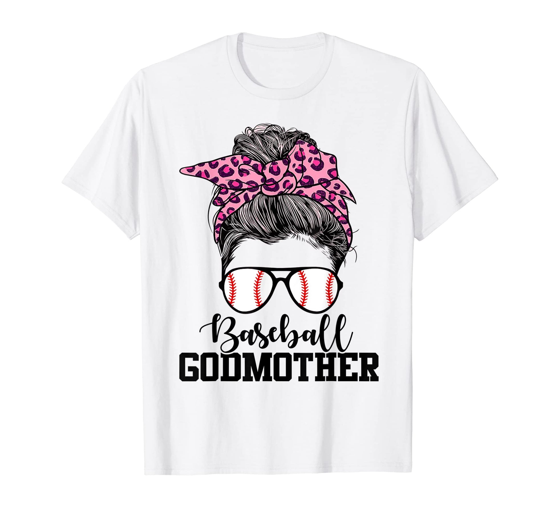 Baseball Godmother Messy Bun Leopard T-Shirt - Streetwear Style Men Women - T-Shirt, Sweatshirt, Hoodie