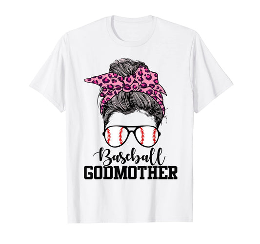 Baseball Godmother Messy Bun Leopard T-Shirt - Streetwear Style Men Women - T-Shirt, Sweatshirt, Hoodie