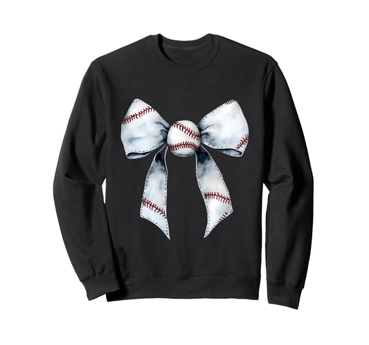 Baseball Coquette Bow Baseball Mom Sweatshirt - Minimalist Print for Adults - T-Shirt, Sweatshirt, Hoodie