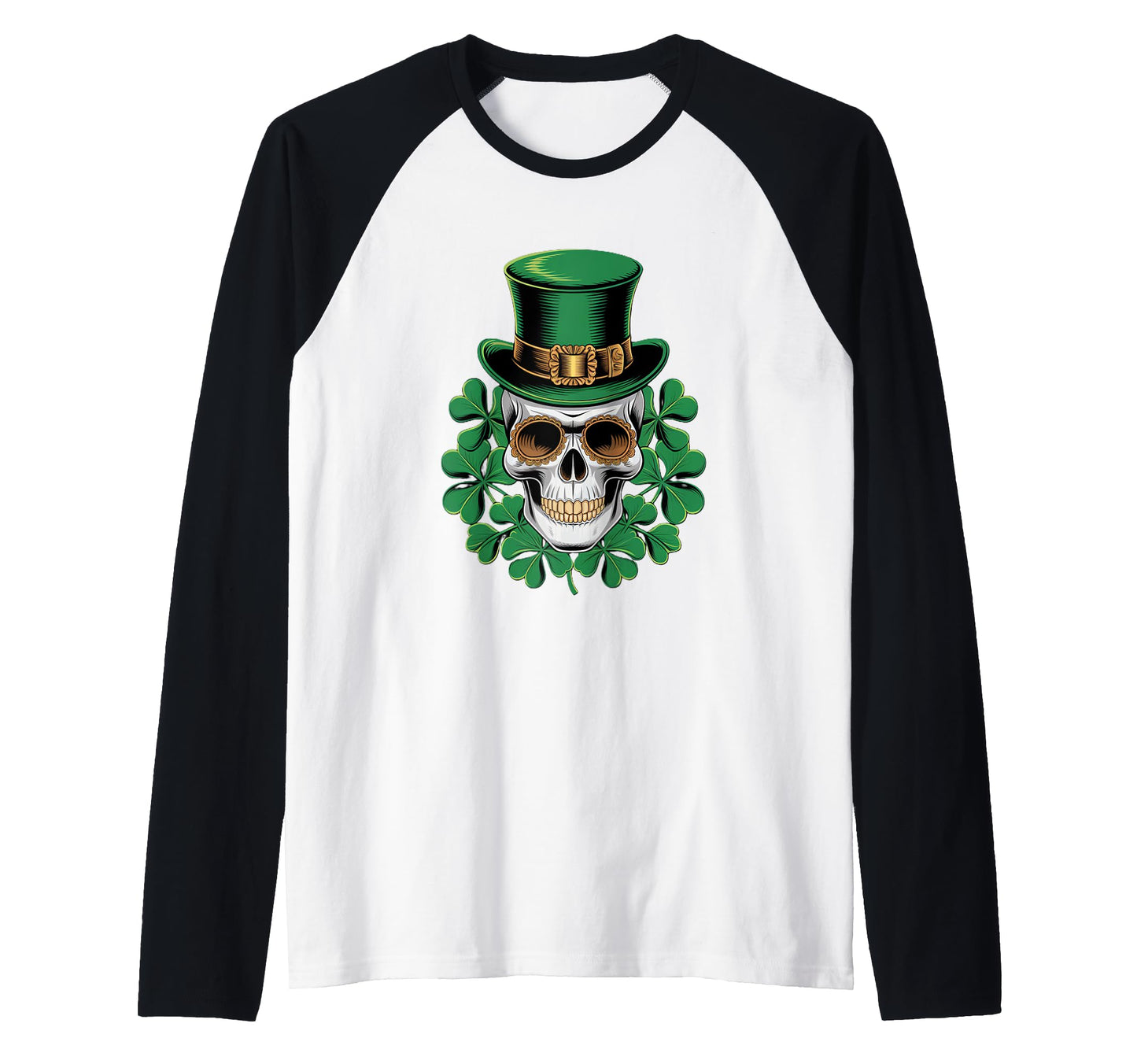 St Patricks Day Skull Shamrock Hat Luck T-Shirt - Novelty Apparel Men Women - T-Shirt, Sweatshirt, Hoodie